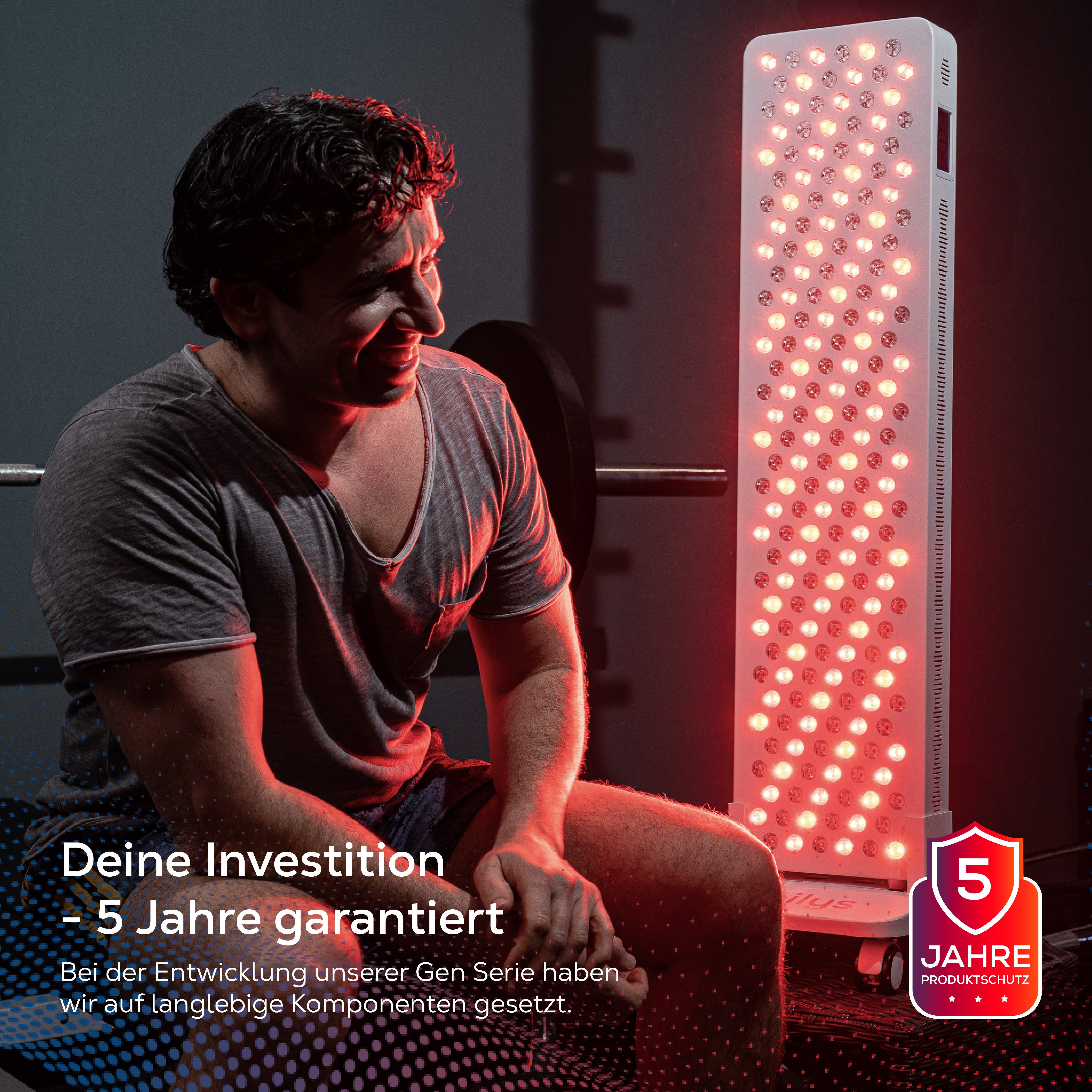 heilys® Infrarotlampe heilys® Gen200, entwickelt & getestet in Deutschland, mit 5 Jahren Garantie, Touchdisplay, App, modular erweiterbar, 6 Wellenlängen & dimmbar