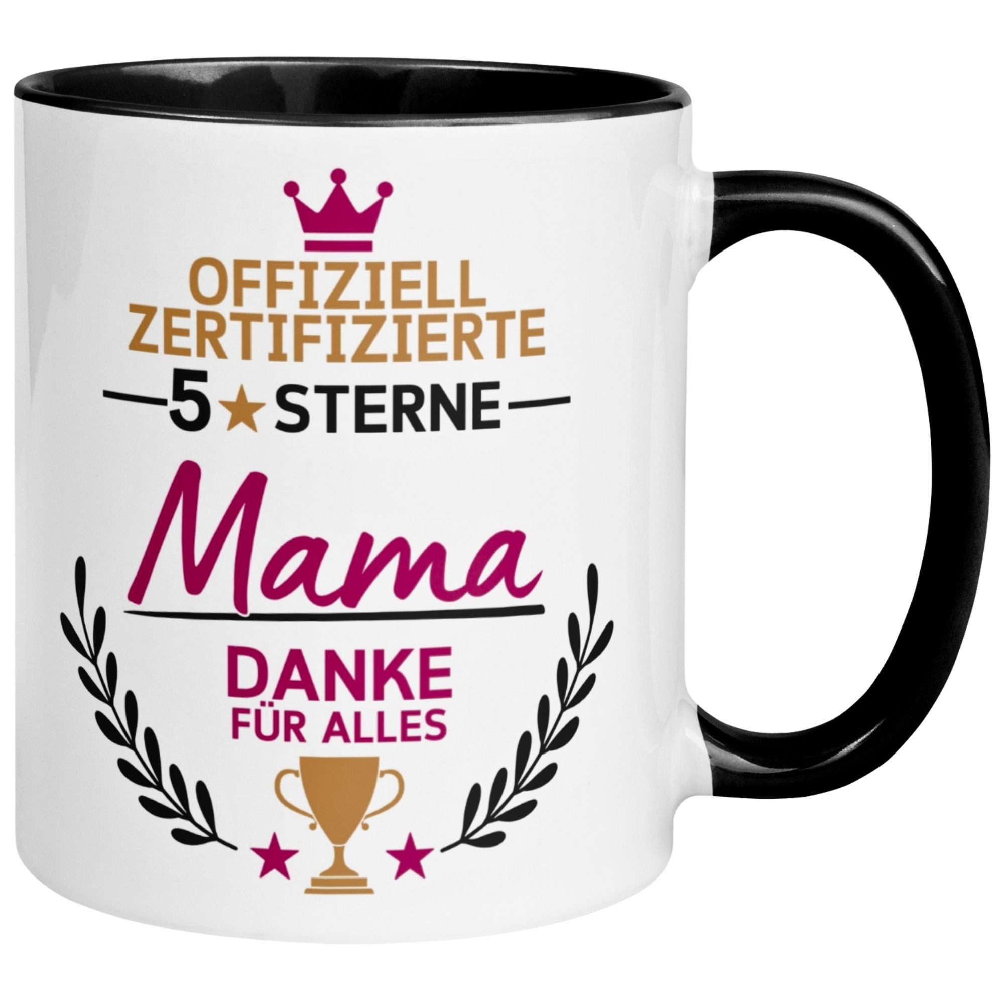 Momentals Tasse Mama – „Offiziell zertifizierte 5 Sterne Mama“ – Beste Mama Geschenk, Gratis Versand · Links-&Rechtshänder · Spülmaschinenfest