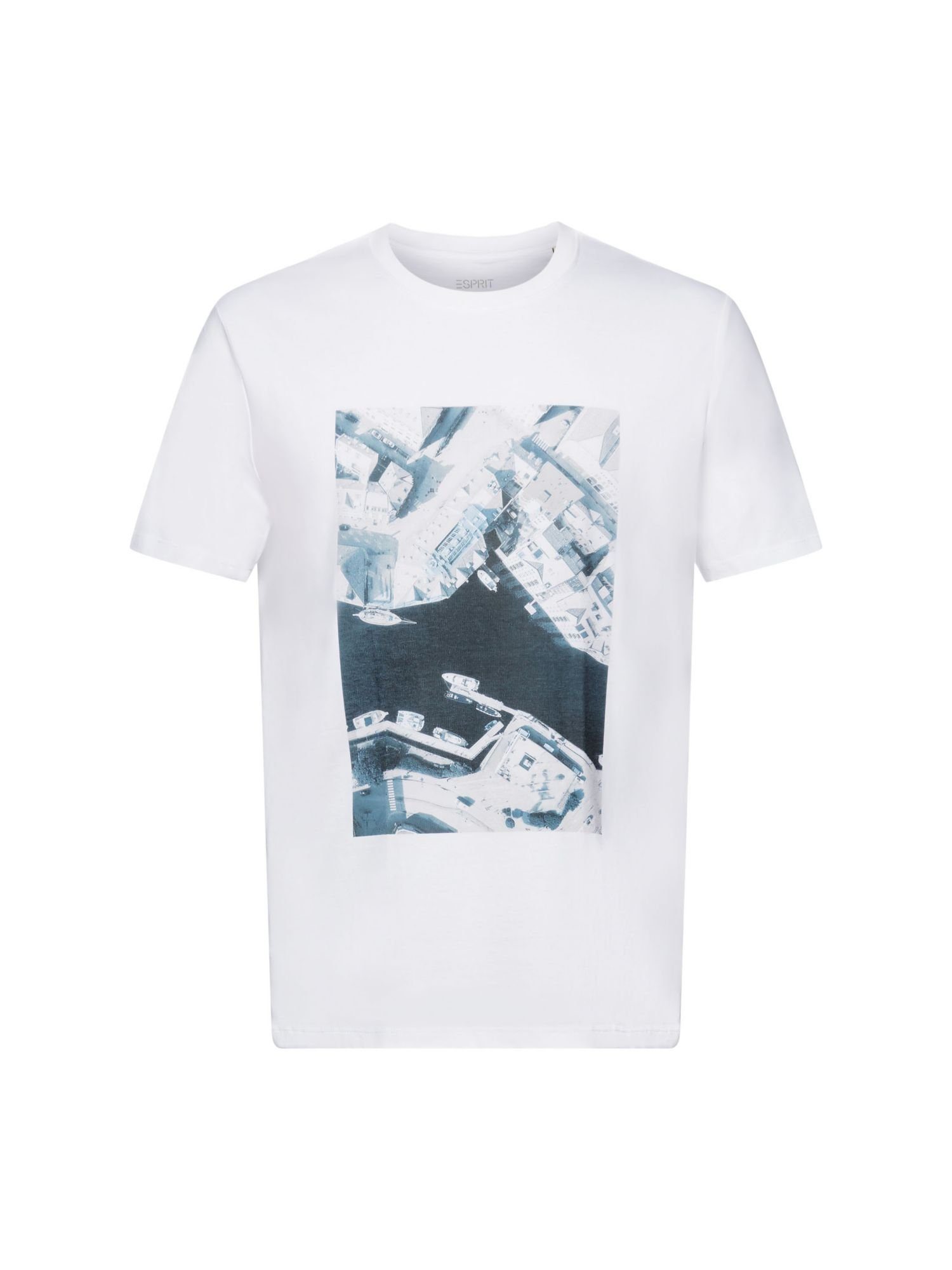 T-Shirt Jersey-T-Shirt, Bedrucktes (1-tlg) Baumwolle 100 % WHITE Esprit