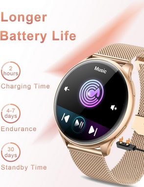Efolen Smartwatch (1,32 Zoll, Android iOS), Fitness Uhr mit Blutdruck, Menstruationszyklus, SpO2 Schlafmonitor