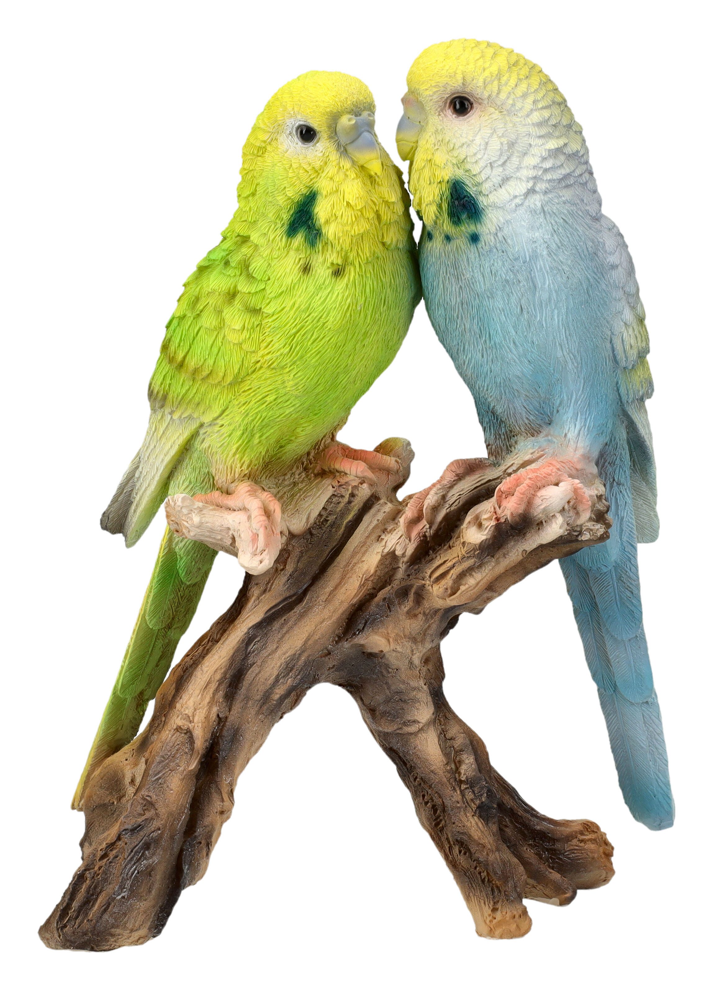 Figuren Shop GmbH Tierfigur Gartenfigur Vogel - Wellensittich Paar grün bla günstig online kaufen