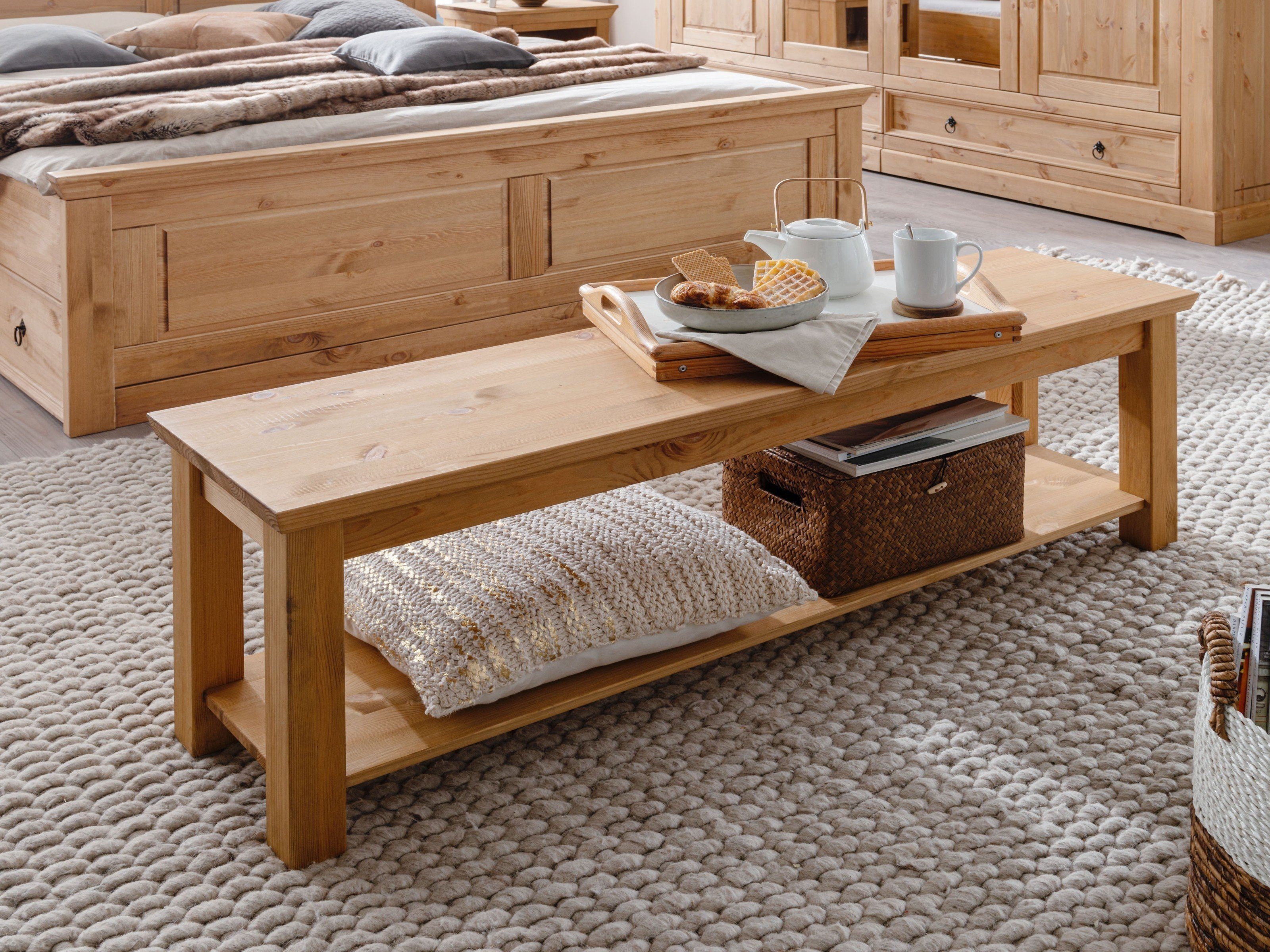 G+K Möbelvertriebs GmbH Bettbank aus Kiefernholz geölt und gebeizt in eiche (BxHxT: 140x43x36 cm)