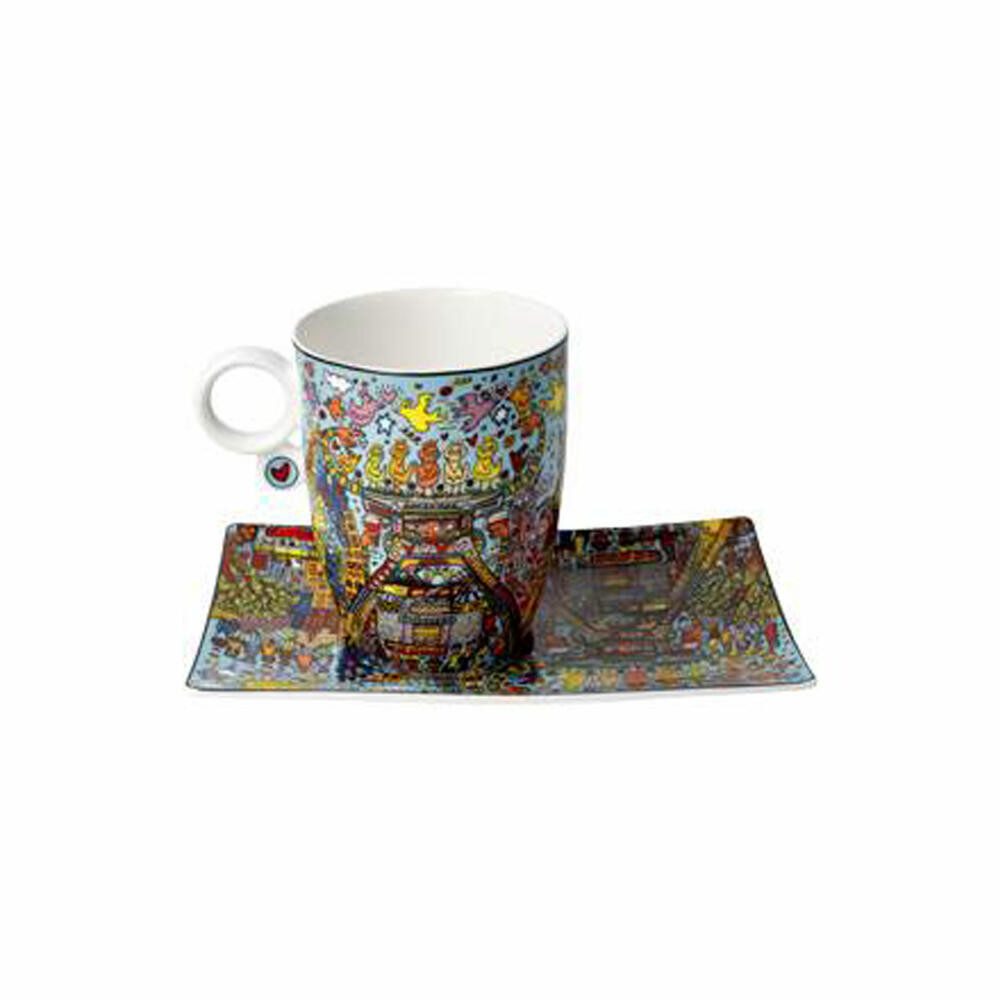 Goebel Tasse mit Untertasse Rizzi - Remenber those Cool Coal Da, Fine Bone China