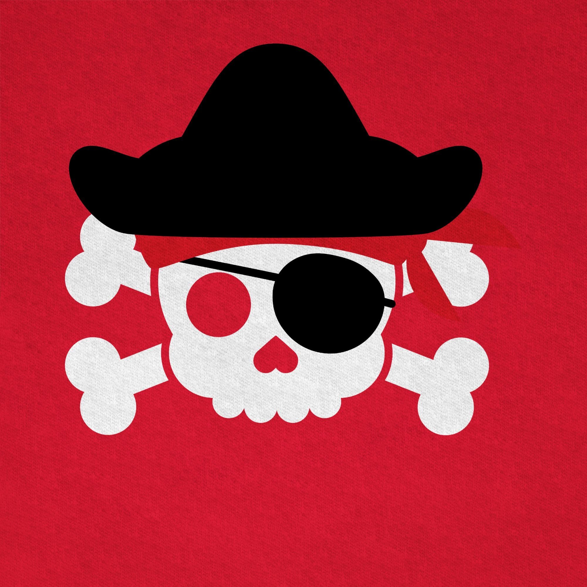 Shirtracer T-Shirt Piratenkopf Kostüm Rot Fasching - Pirat & Karneval Geburtstags Totenkopf Piratenkostüm Piraten 2