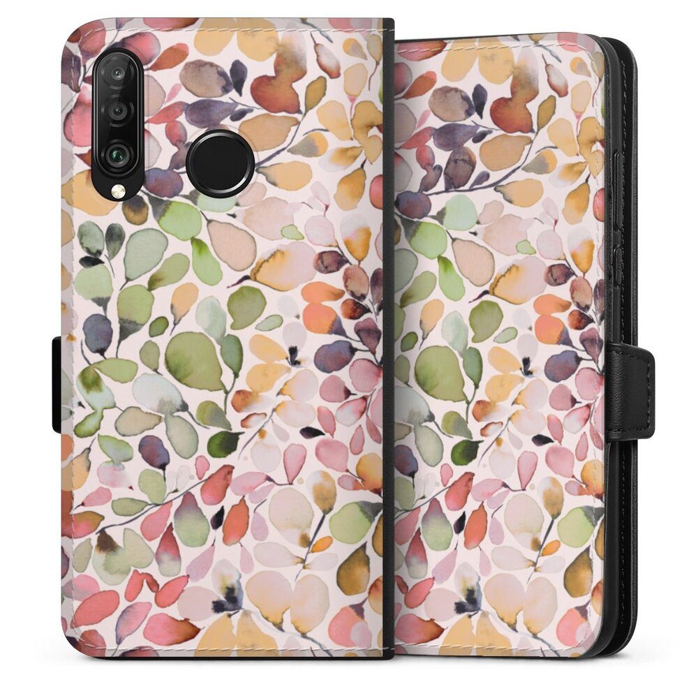 DeinDesign Handyhülle Muster Eukalyptus Pattern Leaffy Nature Countryside Eucalyptus, Huawei P30 Lite New Edition Hülle Handy Flip Case Wallet Cover
