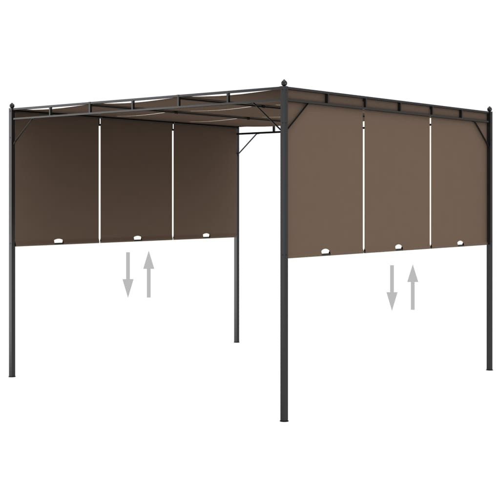 Partyzelt Gartenpavillon mit Seitenvorhang 3x3x2,25 m Taupe