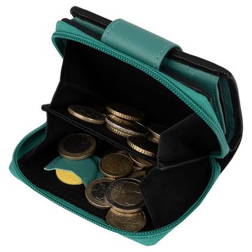 EAAKIE Geldbörse Kleine RFID Damen Geldbörse Kompakt Portemonnaie Mini Damenbörse Echt, Damen Geldbörse klappbar mit Drückknopf