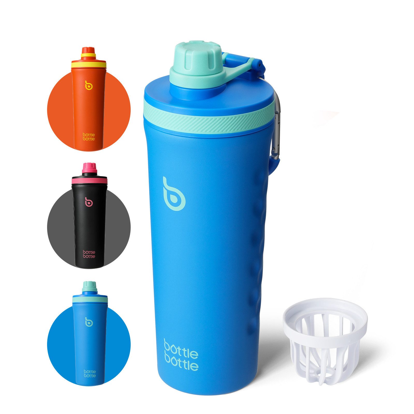 BOTTLE BOTTLE Trinkflasche Shaker Edelstahl Trinkflasche 26oz mit Mischkugel, Protein Shaker für Eiweiß & Fitness, doppelwandig, auslaufsicher