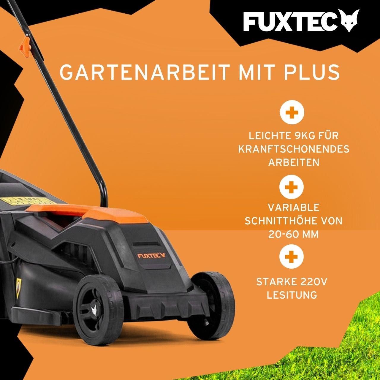 FUXTEC Elektrorasenmäher FX-RME33, 33 cm Schnittbreite, 33 cm Schnittbreite, 30 L Fangkorb, 220 V