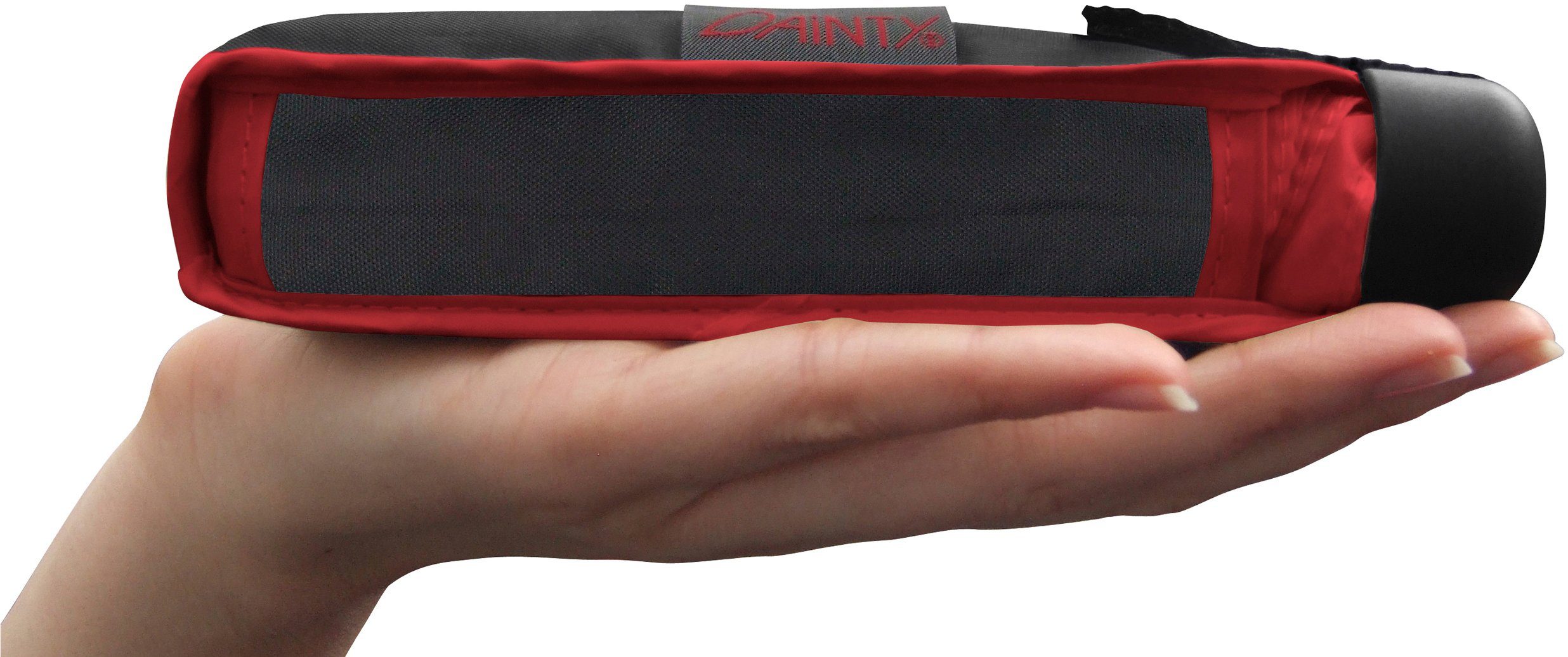 EuroSCHIRM® Taschenregenschirm Dainty, kurz flach rot, extra und