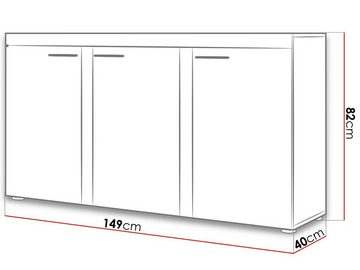 MIRJAN24 Kommode Rumba 3F2 (mit 3 Türen), geometrischen Griffen