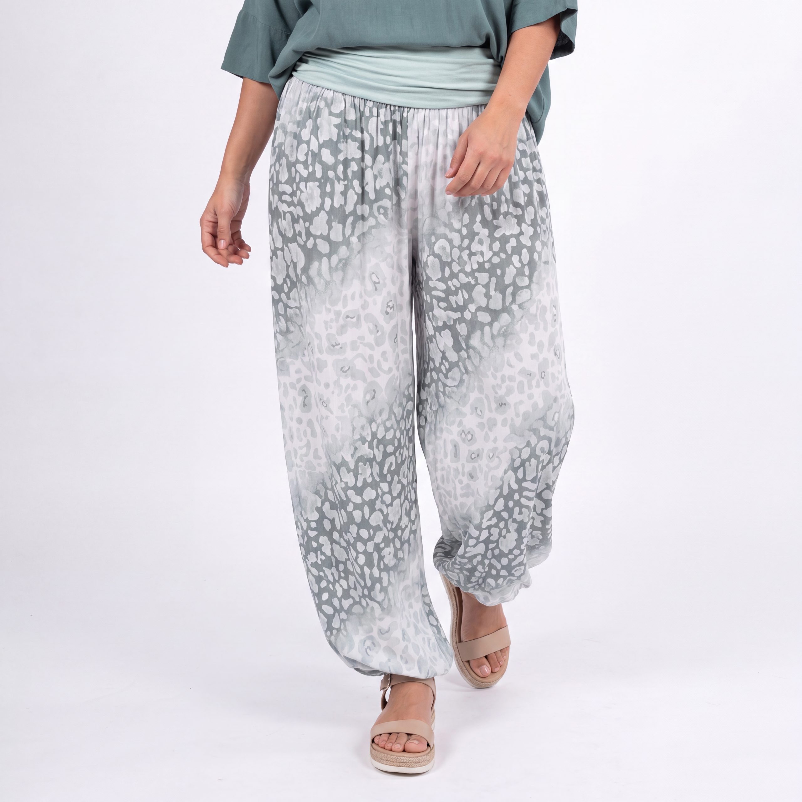 OriginalYou Haremshose Flatterhose Damen Sommerhose weite Haremshose Leo Print mit elastischem Bund, sommerliches Design, Middle Waist