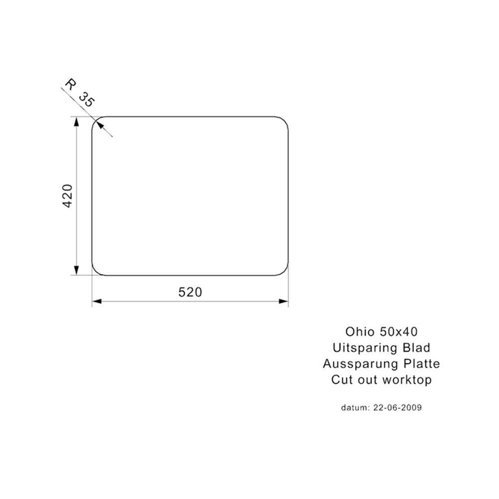 REGINOX Edelstahlspüle Ohio 50 x 40 Edelstahl mit Handbetätigung, 54/44 cm