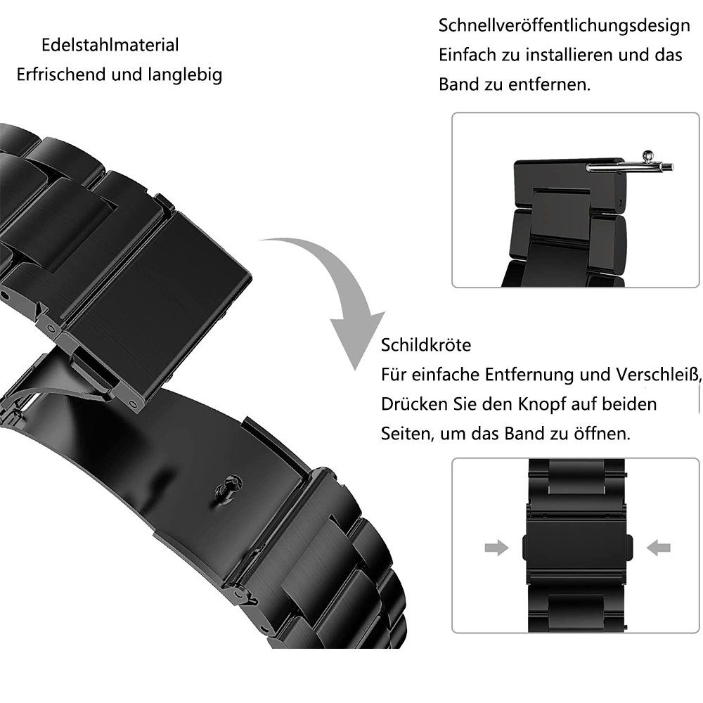 Uhr, GelldG Metall mit Edelstahlarmband Schnellverschluss für ‎‎schwarz Uhrenarmbänder Edelstahlarmband