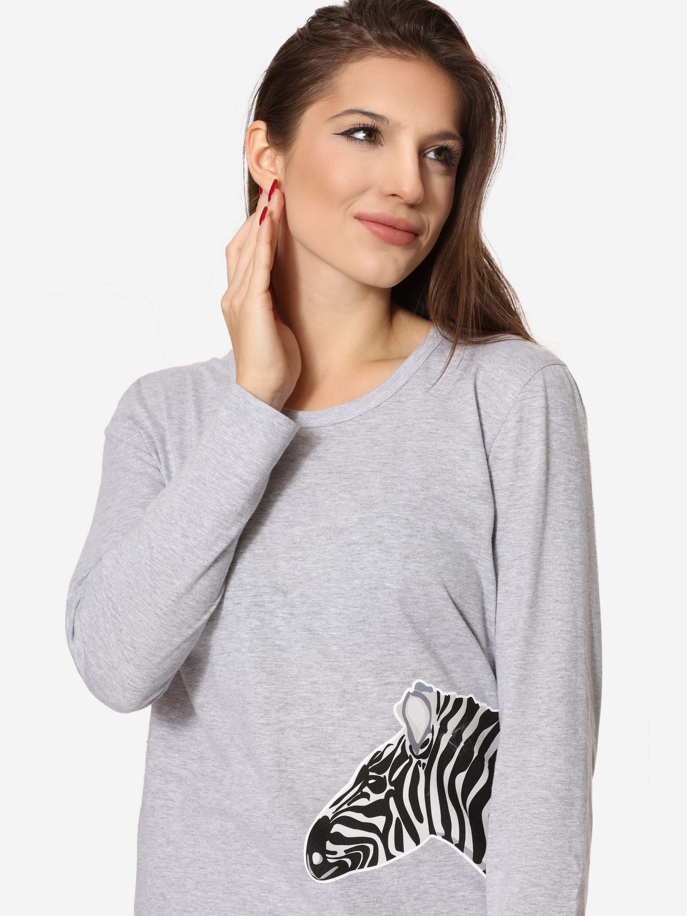 Zebra Melange Damen Schlafanzug MS10-169 Style Merry Schlafanzug