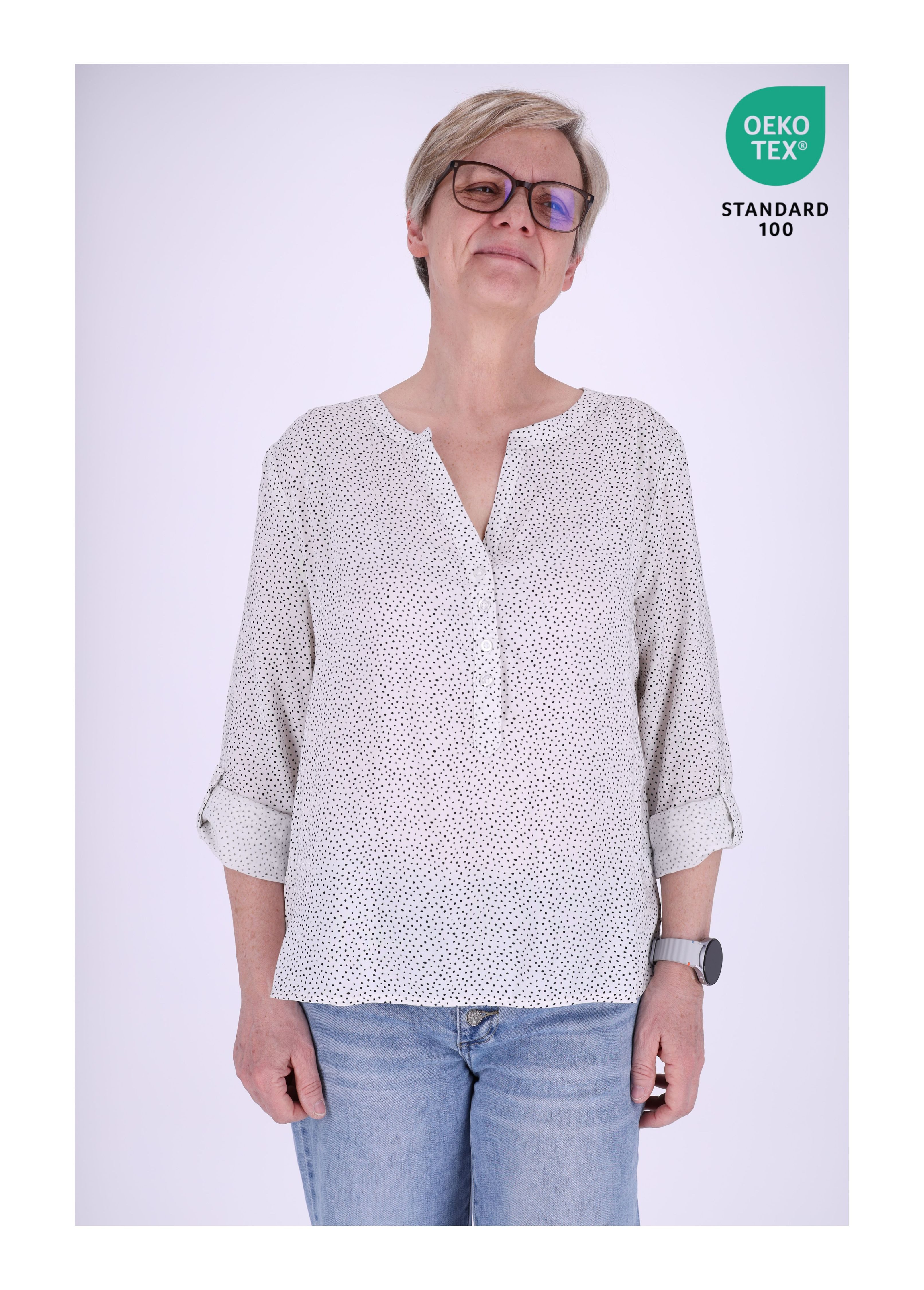 SPLASH OF COLOR Klassische Bluse Schlupfbluse Minimal Print kleine Punkte