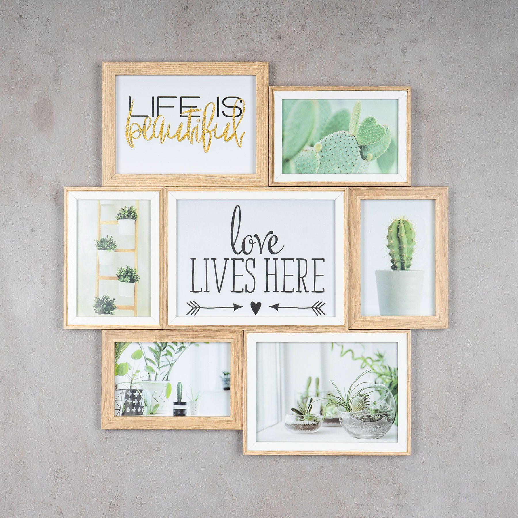 Levandeo® Bilderrahmen Collage, Bilderrahmen Collage B x H 46x47cm 7 Fotos günstig online kaufen