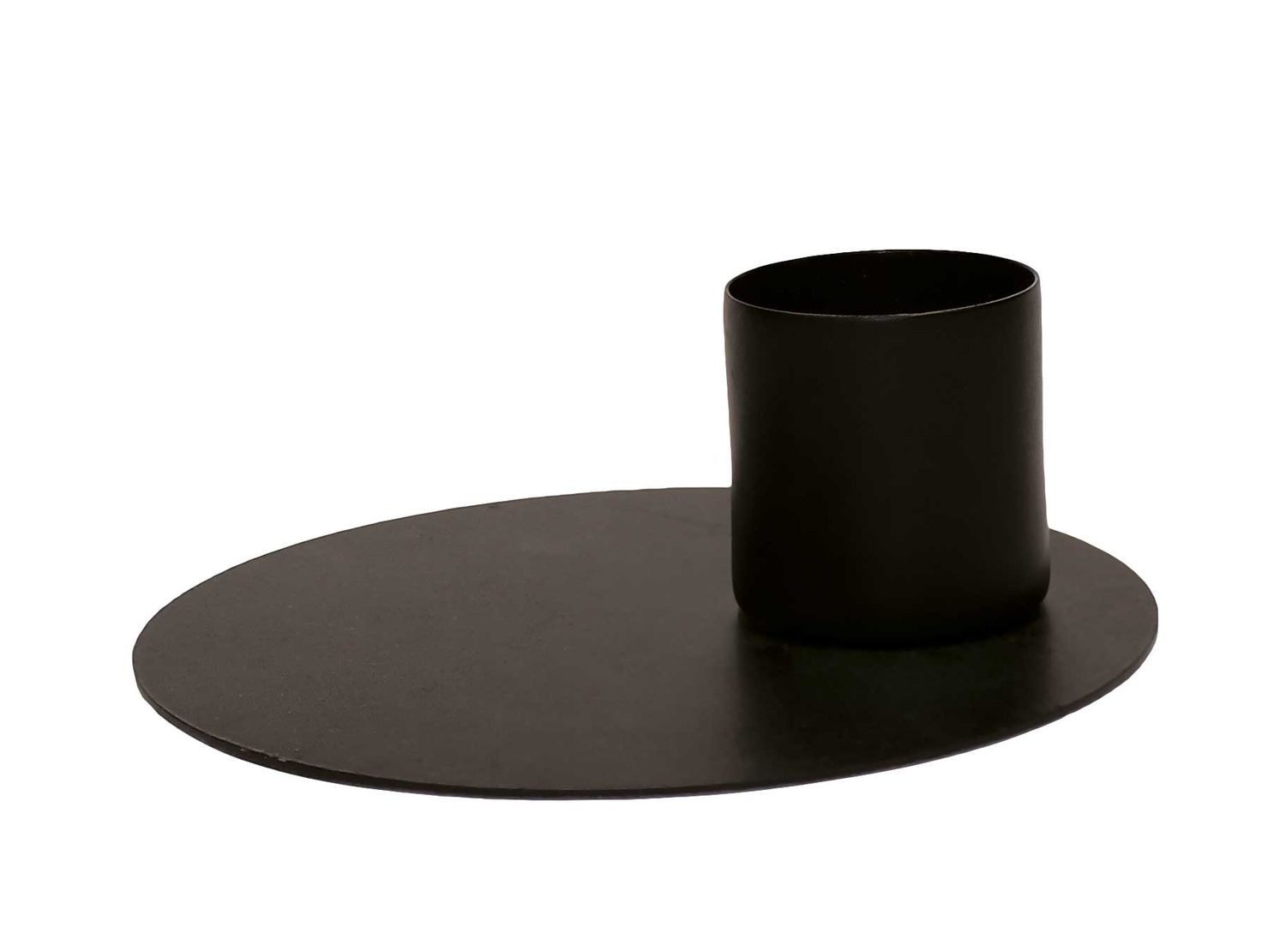 INNA-Glas Kerzenhalter Terence für Stabkerzen ca. Ø3,5cm, schwarz, 4,5cm, Ø12,5cm