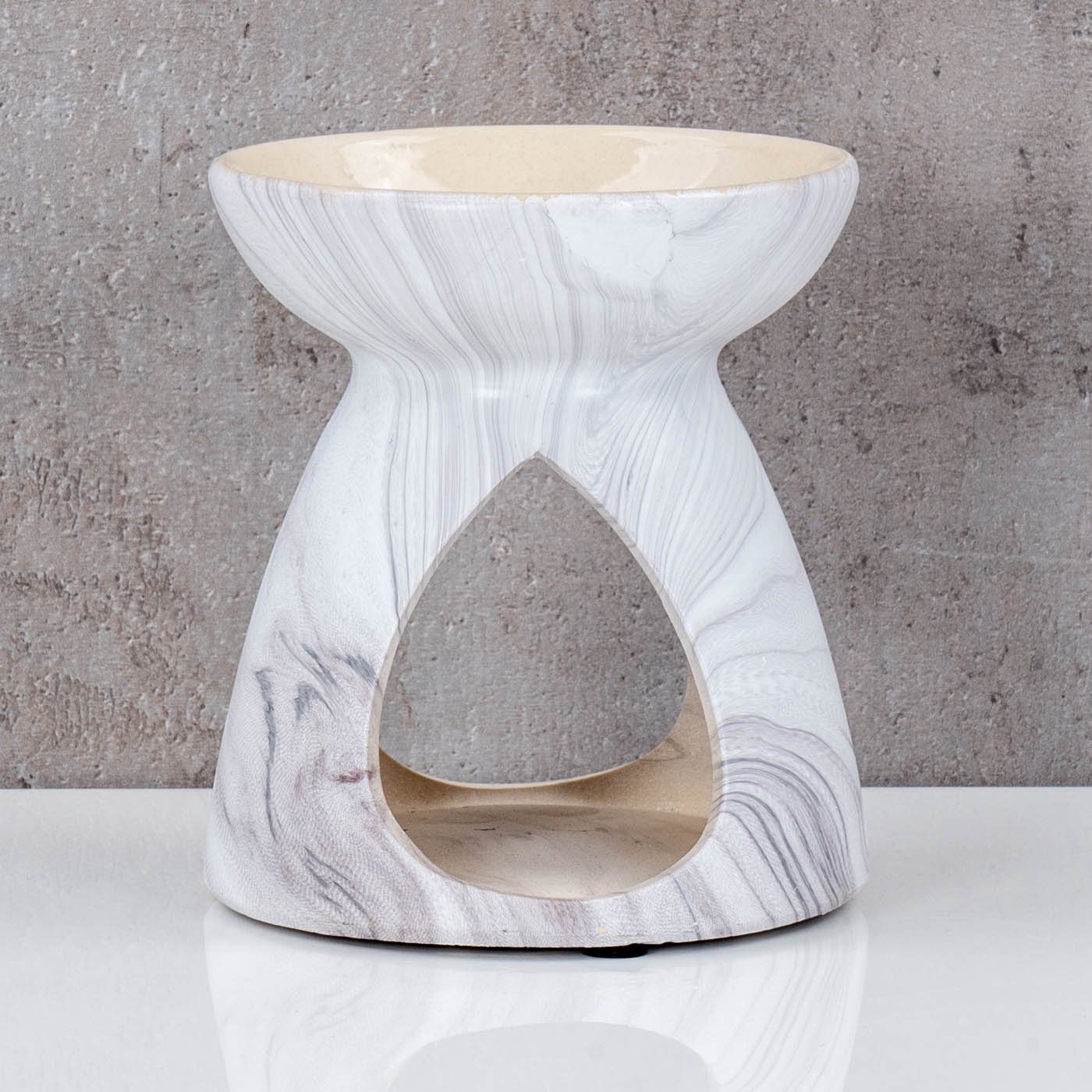 Levandeo® Duftlampe, Duftlampe Keramik Marmoroptik Schwarz Weiß Öllampe Aro günstig online kaufen