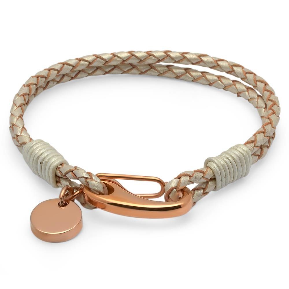 Lederarmband Weißes Unique Lederarmband mit Edelstahlverschluss LB0353