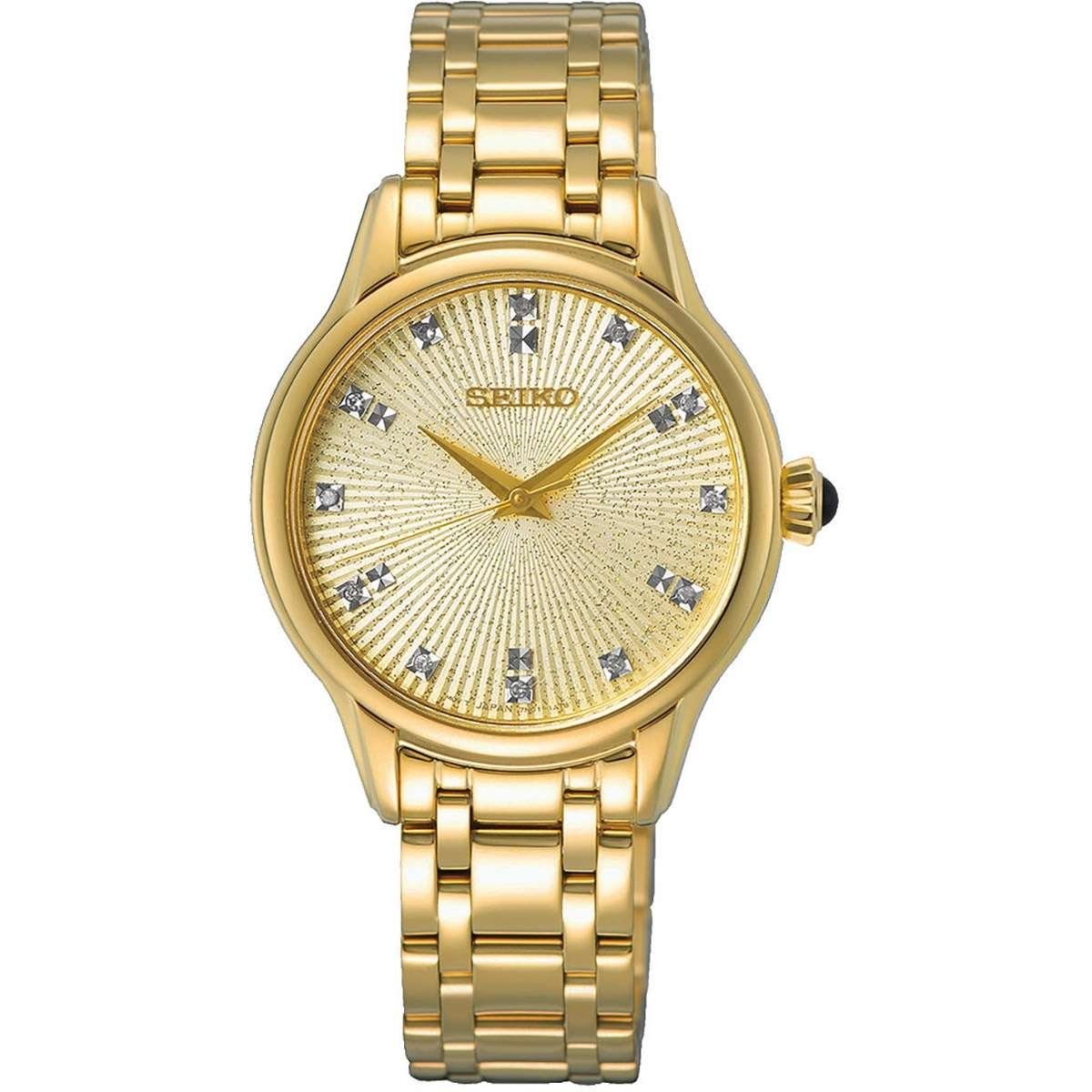 Seiko Quarzuhr Goldfarben mit Diamanten ...