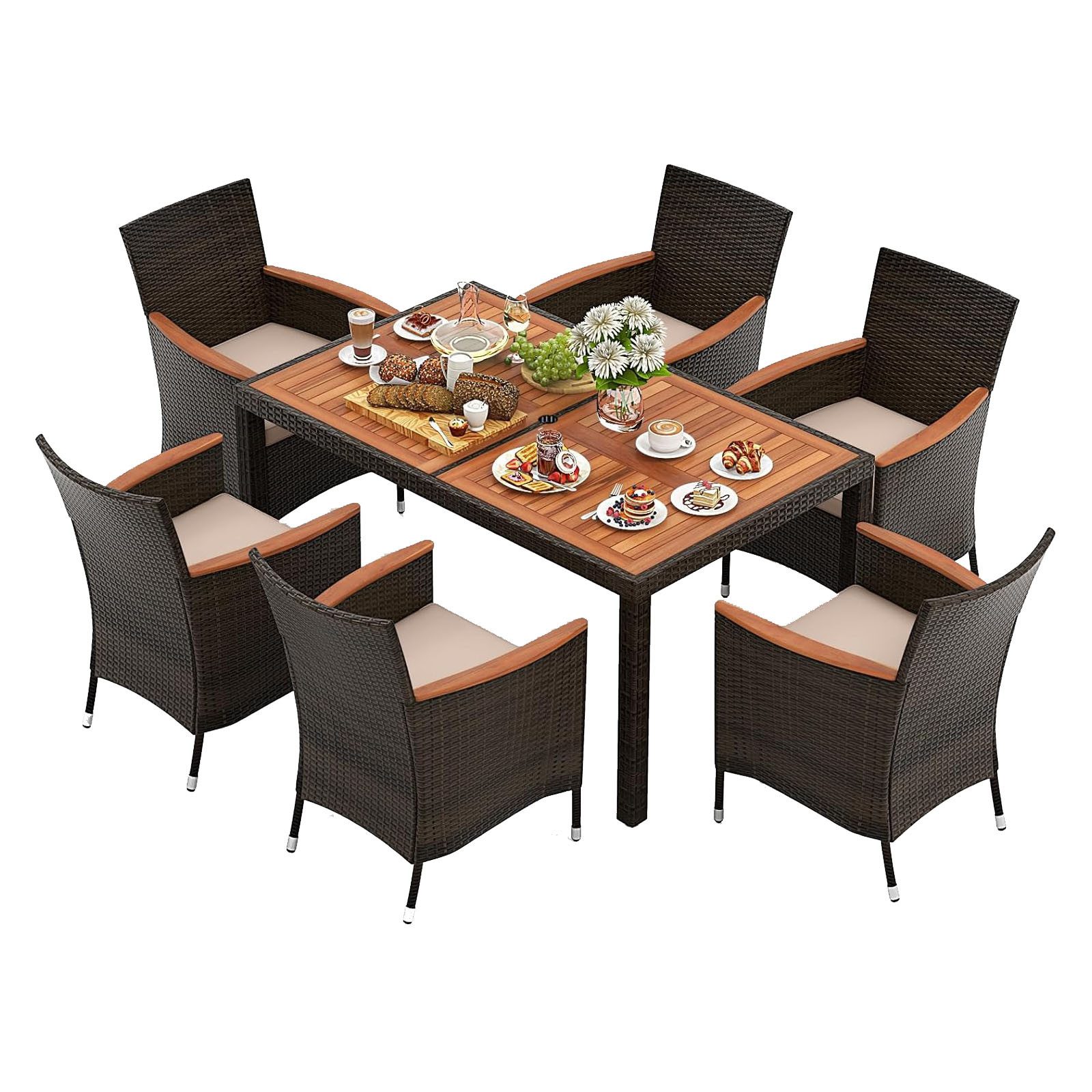 KOMFOTTEU Balkonset Polyrattan, (Set, 7-tlg), platzsparendes günstig online kaufen