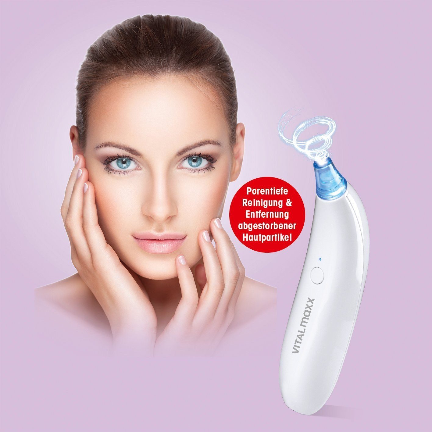 5-tlg., Vakuum 2in1 für Aufsatz mit VITALmaxx Haut Porenreiniger, Gesichtsbürstenaufsatz Mikrodermabrasion