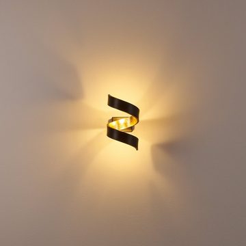 hofstein Wandleuchte »Delia« LED Wandlampe spiralförmige aus Metall in Schwarz/Gold, 3000 Kelvin, m. 6 Watt, 360 Lumen, Innen mit Up & Down-Effekt