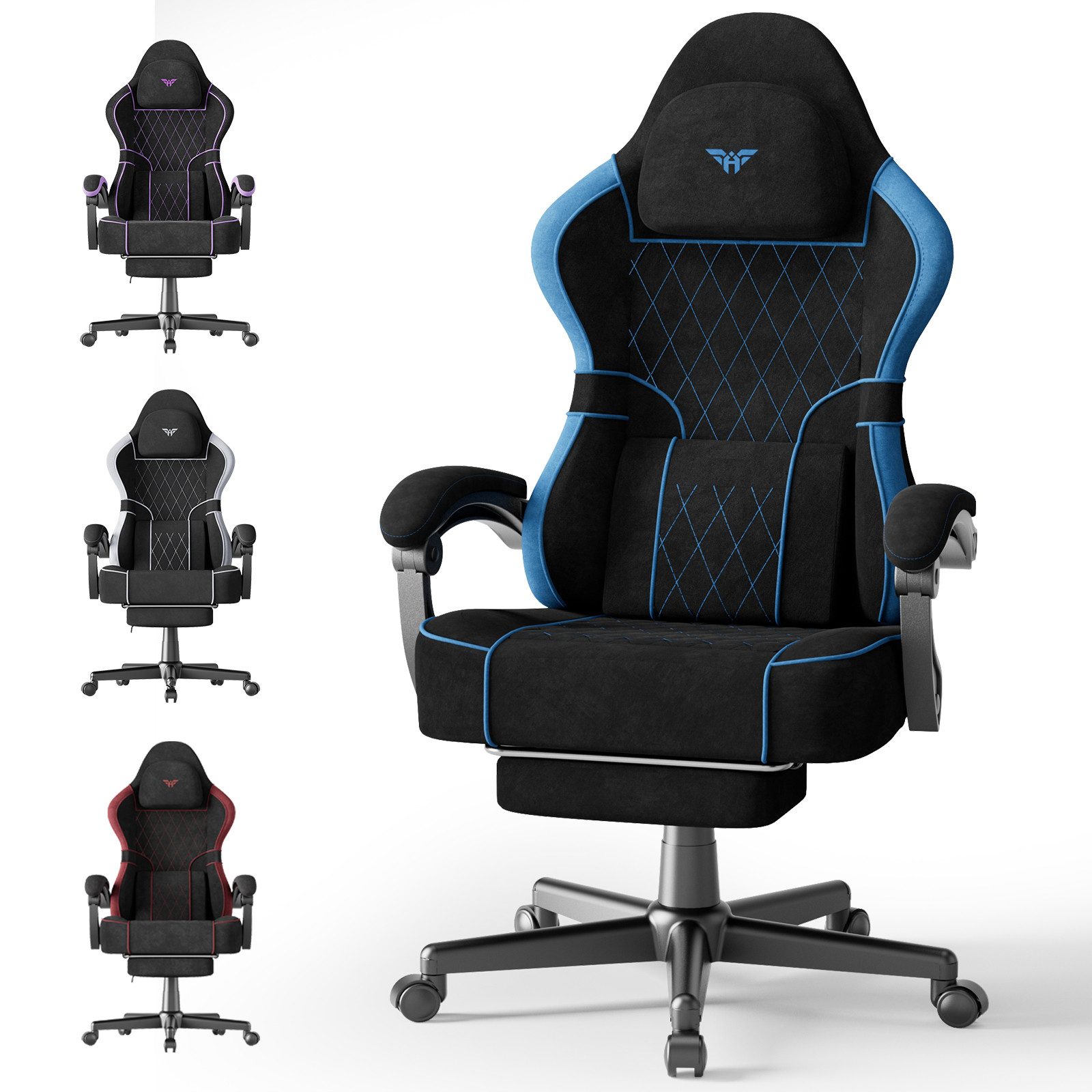 Huracan Gaming-Stuhl Gamer Chair mit verstellbare Kopfstütze und Lendenkiss günstig online kaufen