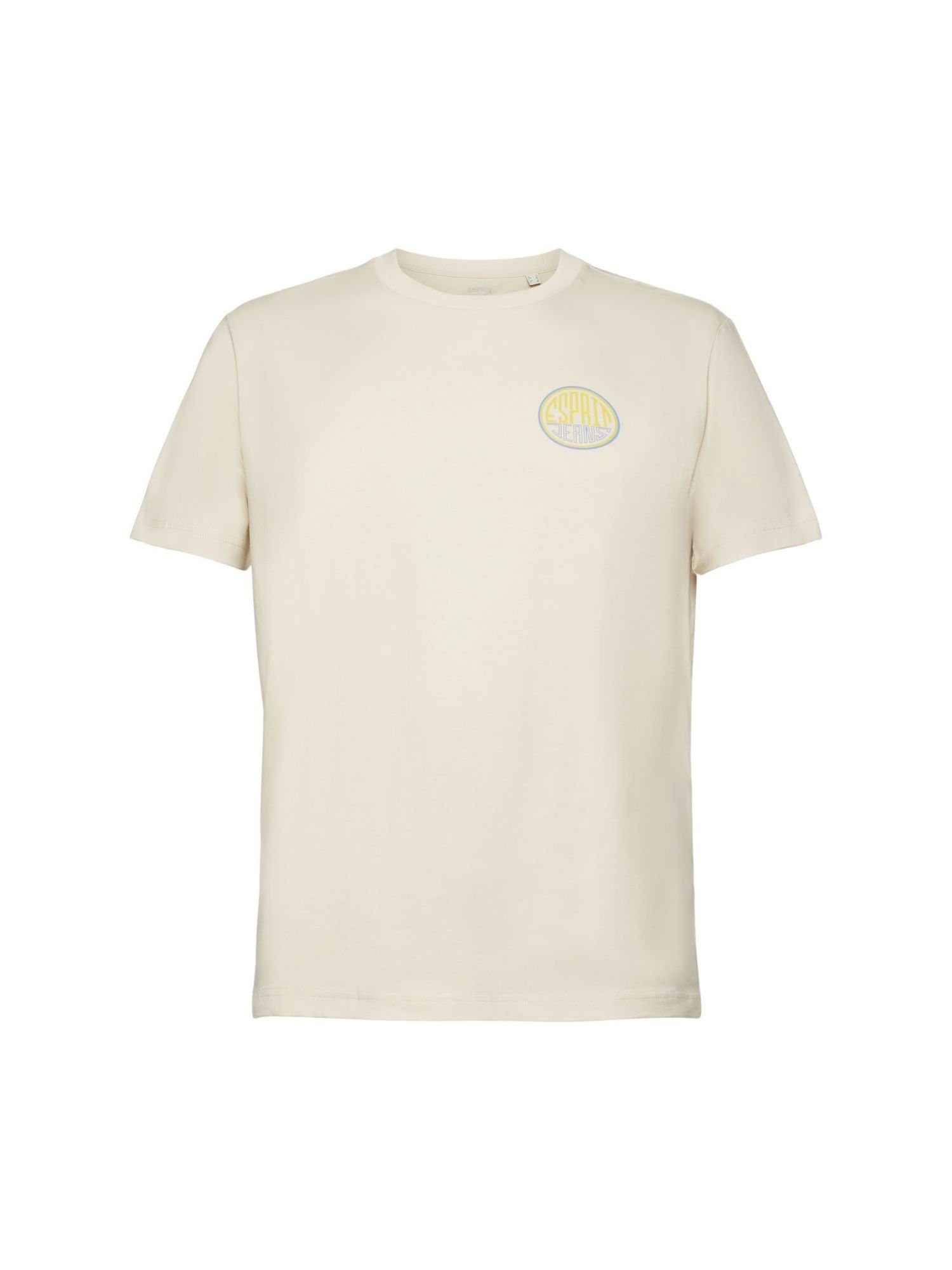 TAUPE auf (1-tlg) mit LIGHT Esprit Langarmshirt Brust der Baumwoll-T-Shirt Print