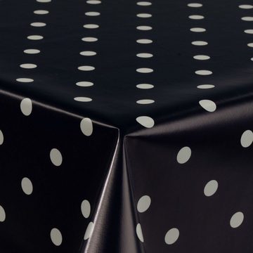 laro Tischdecke Wachstuch-Tischdecken Abwaschbar Schwarz Punkte Hochglanz rechteckig