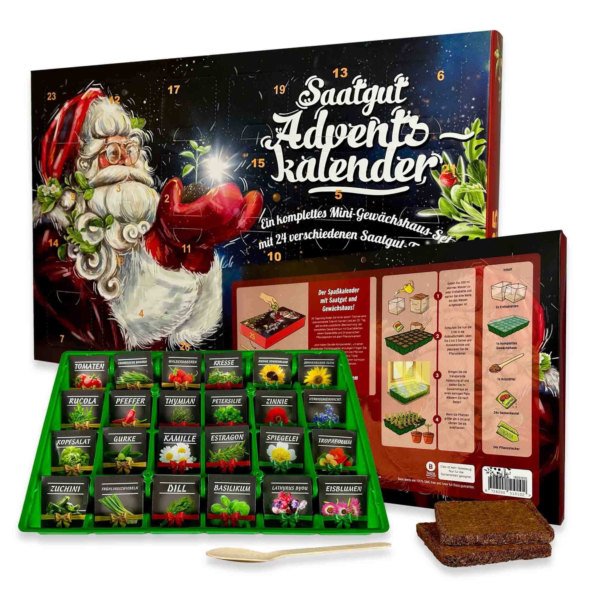 Baza House of Seeds Adventskalender Anzuchtset mit 24 Samen und Mini-Gewäch günstig online kaufen