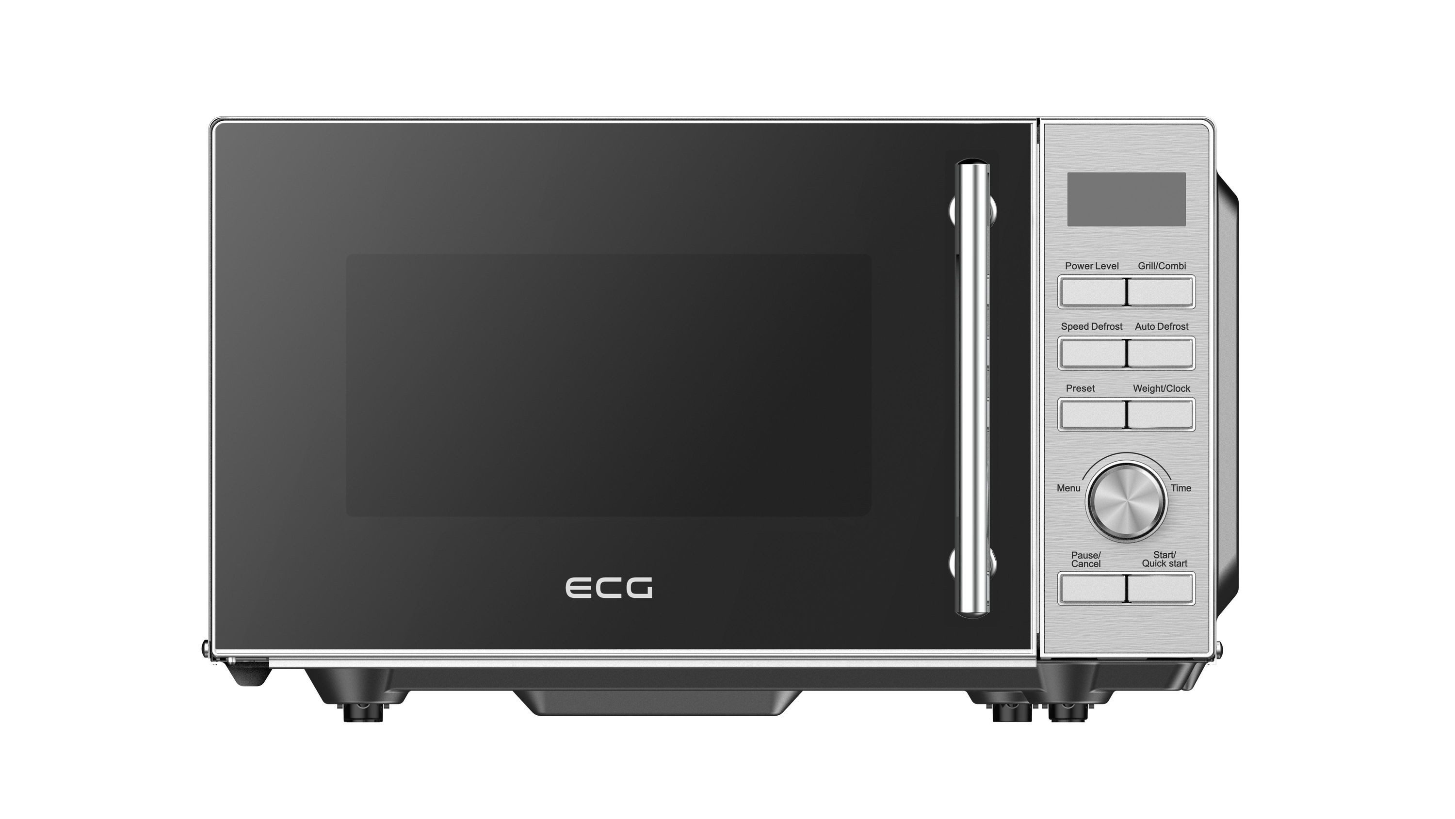 ECG Mikrowelle MTD 2083 FGS, Flachbett mit Grillfunktion, 20L, Silber, einfache Reinigung