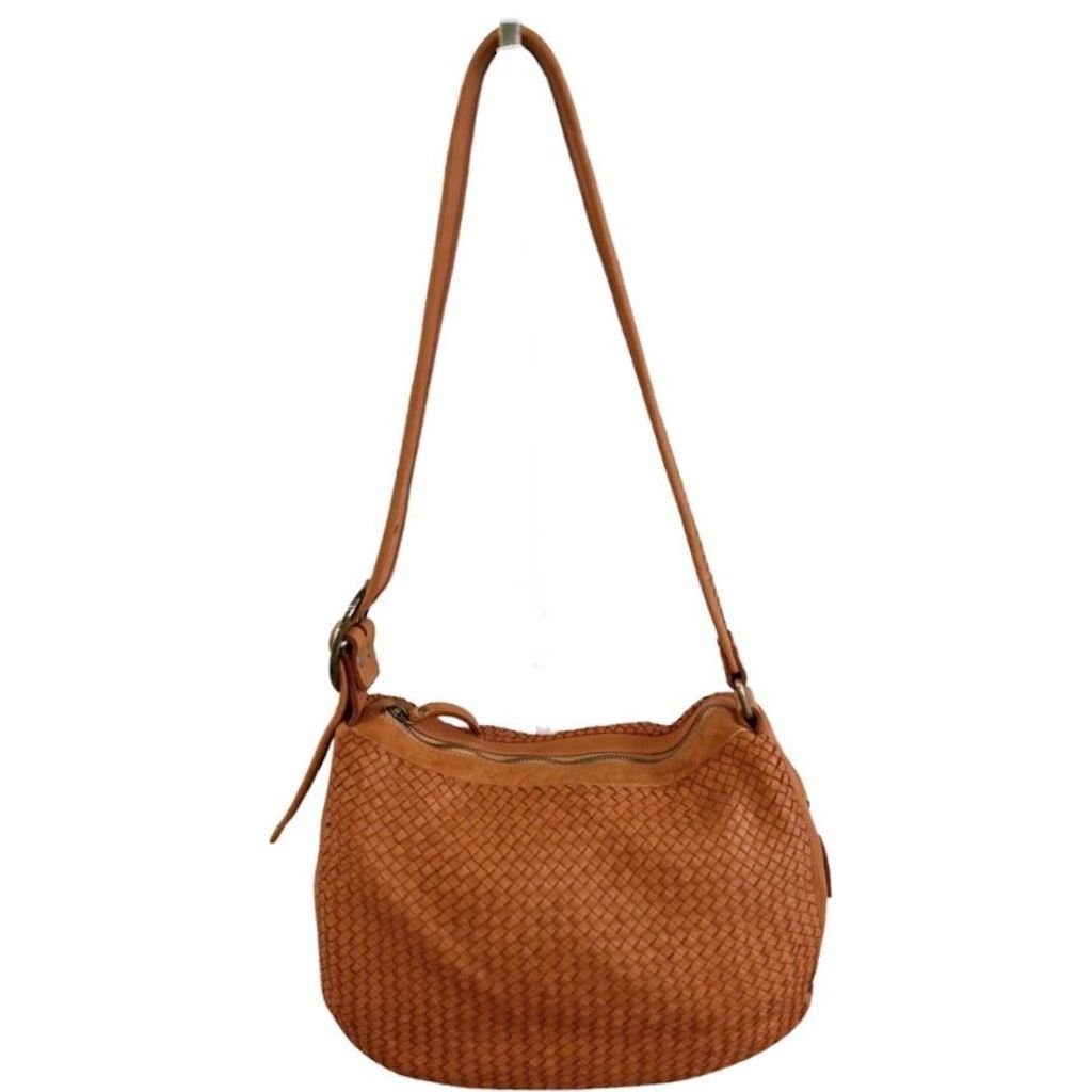 BZNA Umhängetasche Bella Medium Schultertasche- geflochtenes Leder