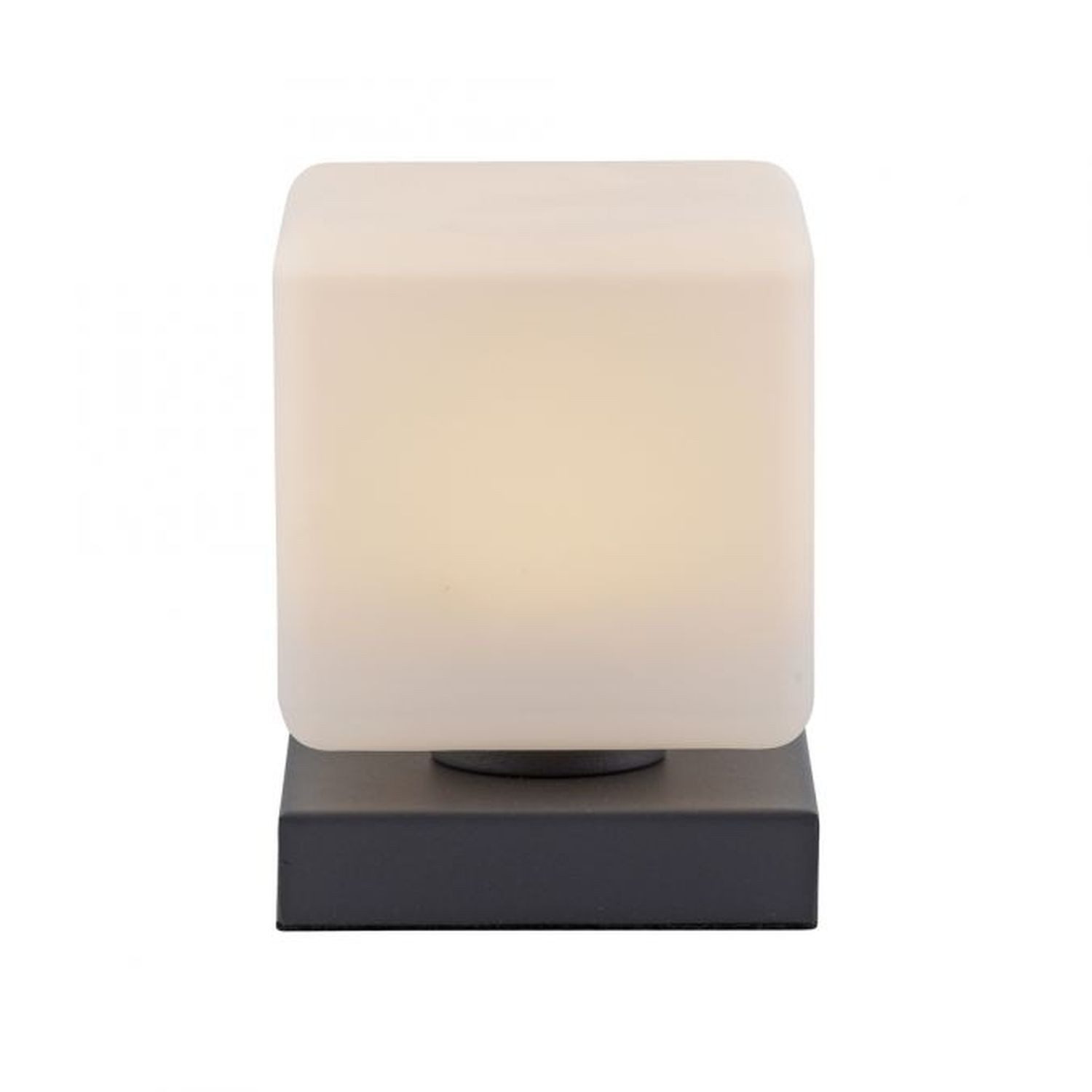 Licht-Erlebnisse Nachttischlampe CHILLHALL, LED fest integriert, Warmweiß, LED Dimmer Glas Metall mit Touch Funktion 16 cm Anthrazit Weiß 580 lm