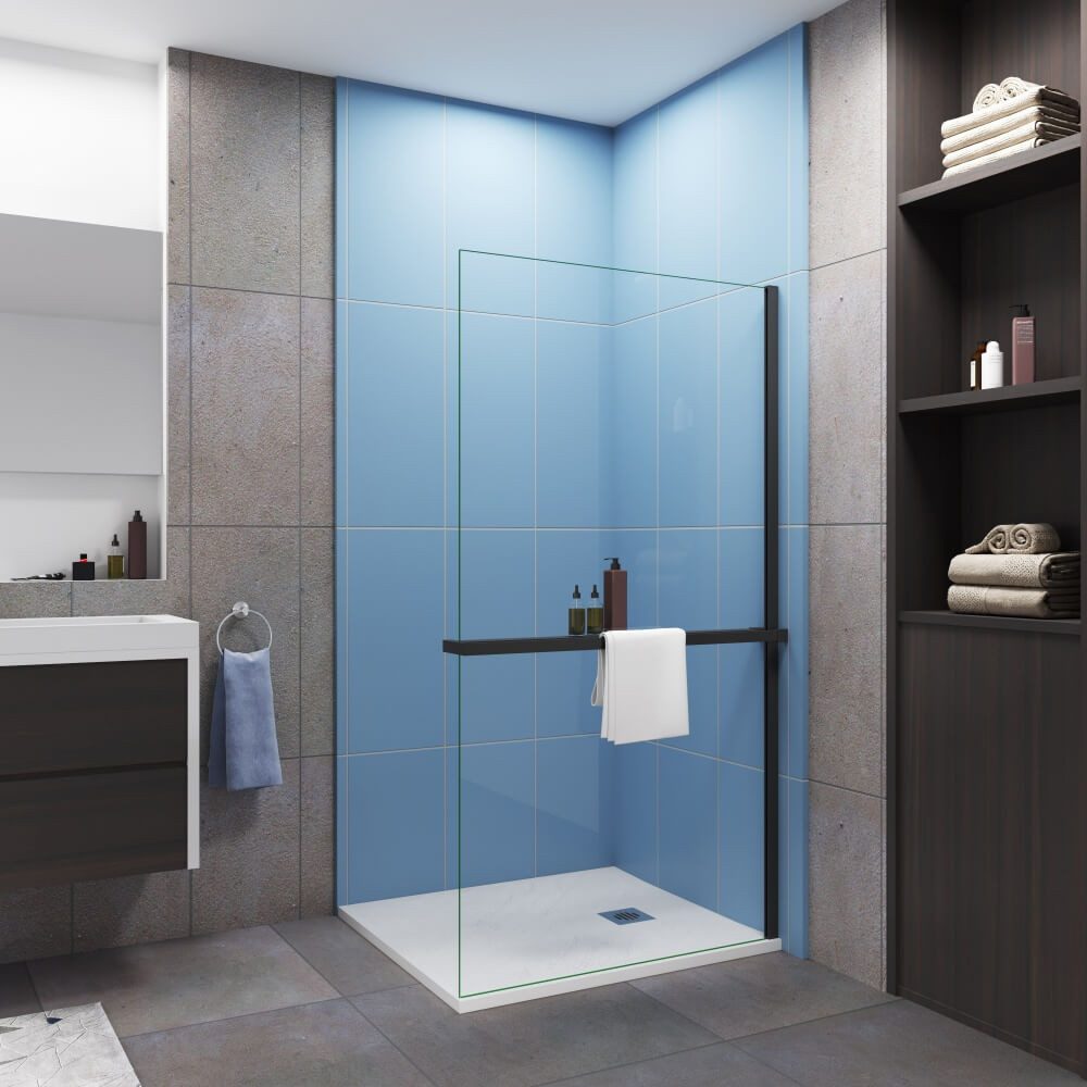 Duschparadies Walk-in-Dusche 200cm Walk In NANO Glas mit Handtuchhalter Duschwand Duschabtrennung, Einscheibensicherheitsglas