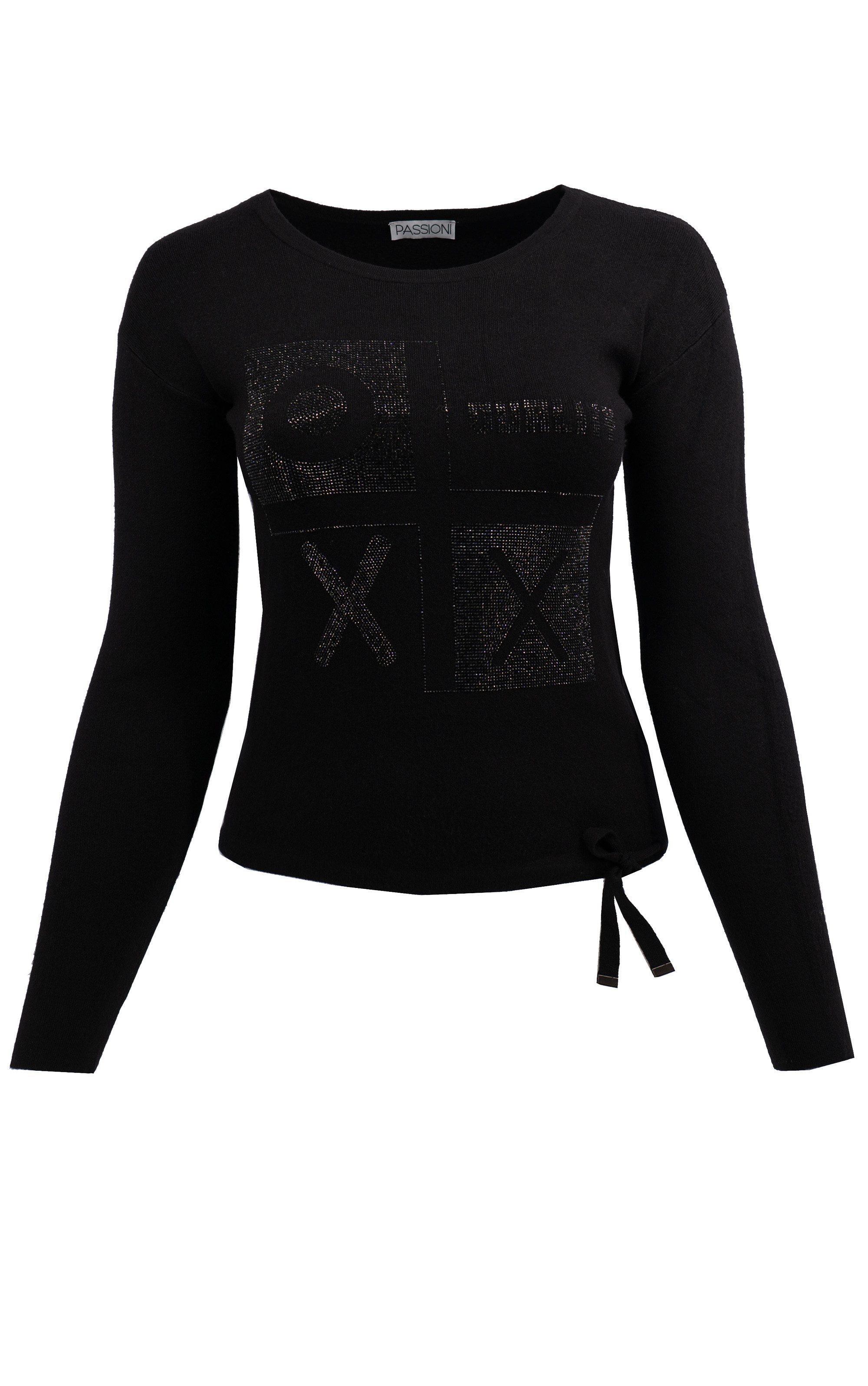 Passioni Strickpullover mit Strassdetails und Tunnelzug günstig online kaufen