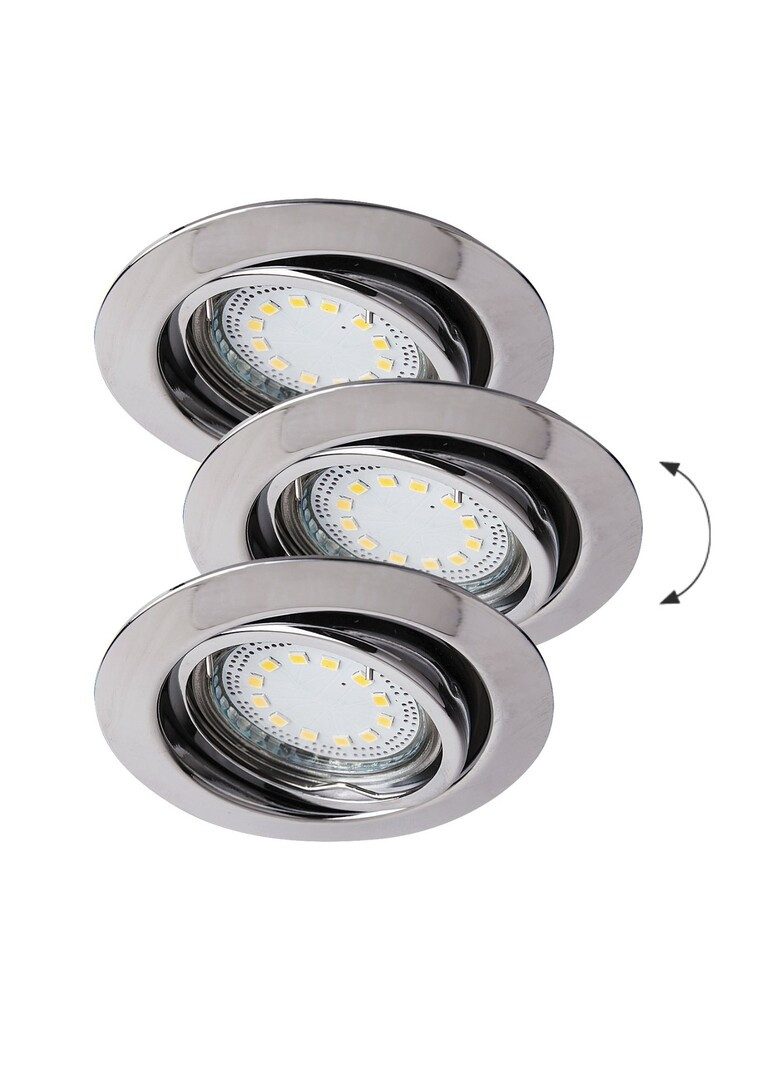 Rabalux LED Deckenspots "Lite" 3-flammig, Metall, silber, rund, 3W, GU10, warmweiß, 240lm, warmweiß