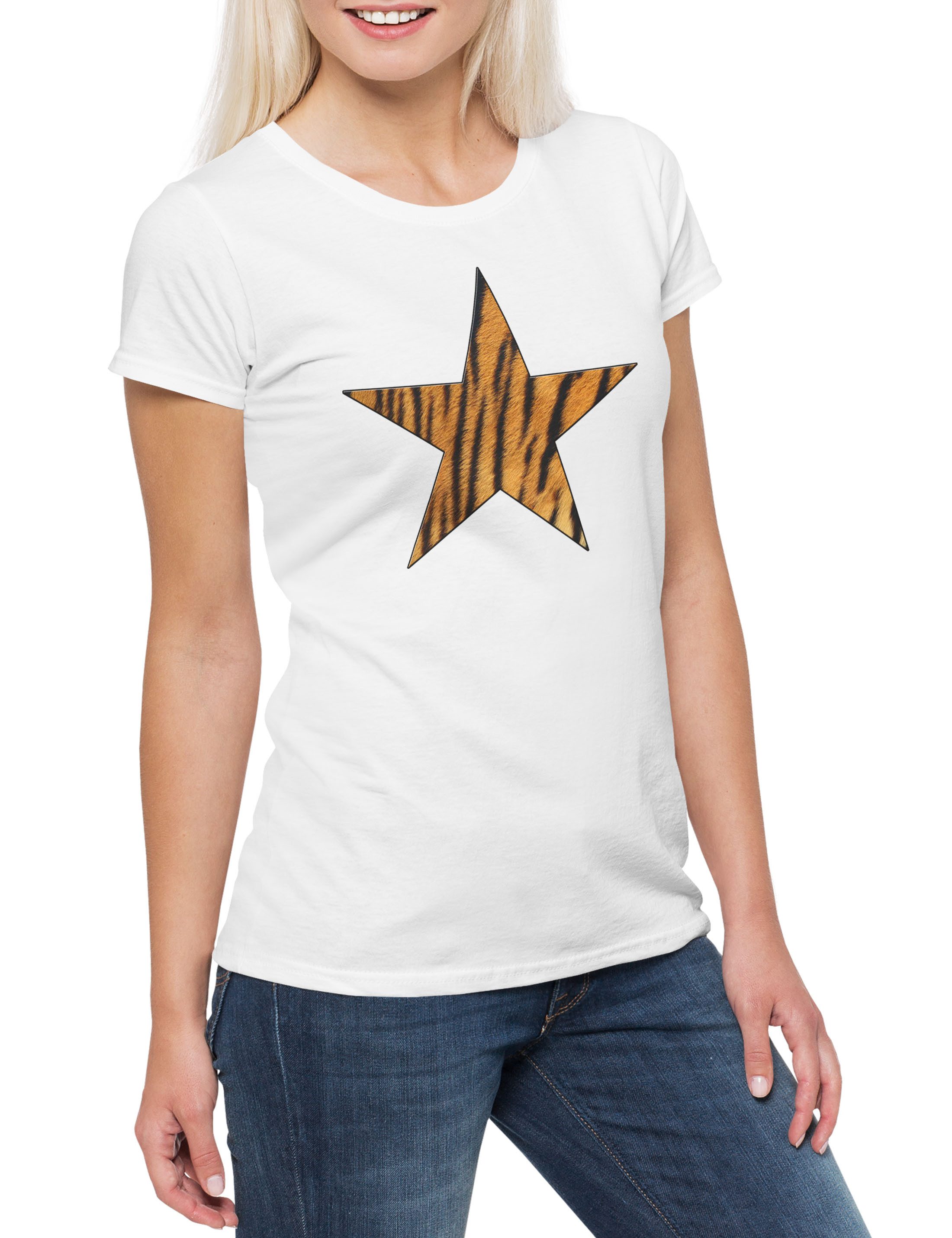 Print-Shirt Rockabella Star IV Damen T-Shirt Tattoo Nautical Rockabilly Tiger