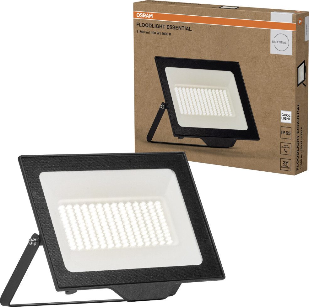 Osram Außen-Wandleuchte Osram Außenleuchte Floodlight Essential 100W 4000K, Inkl. Leuchtmittel, Nicht dimmbar ohne Bewegungsmelder