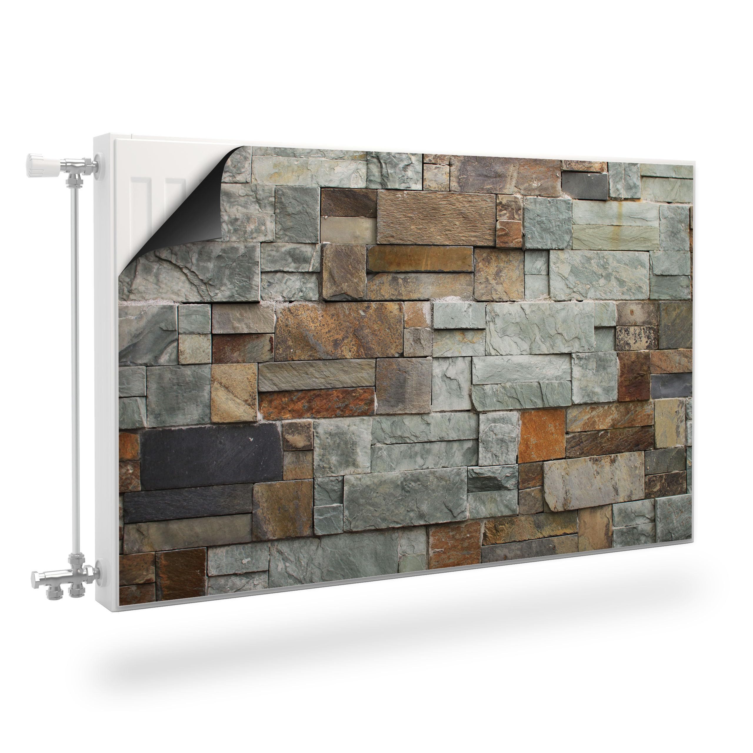 Muralo Magnetfolie Heizkörperverkleidung Steinmauer – Heizkörperabdeckung magnetisch, 80x60 cm, abriebfest, abwischbar