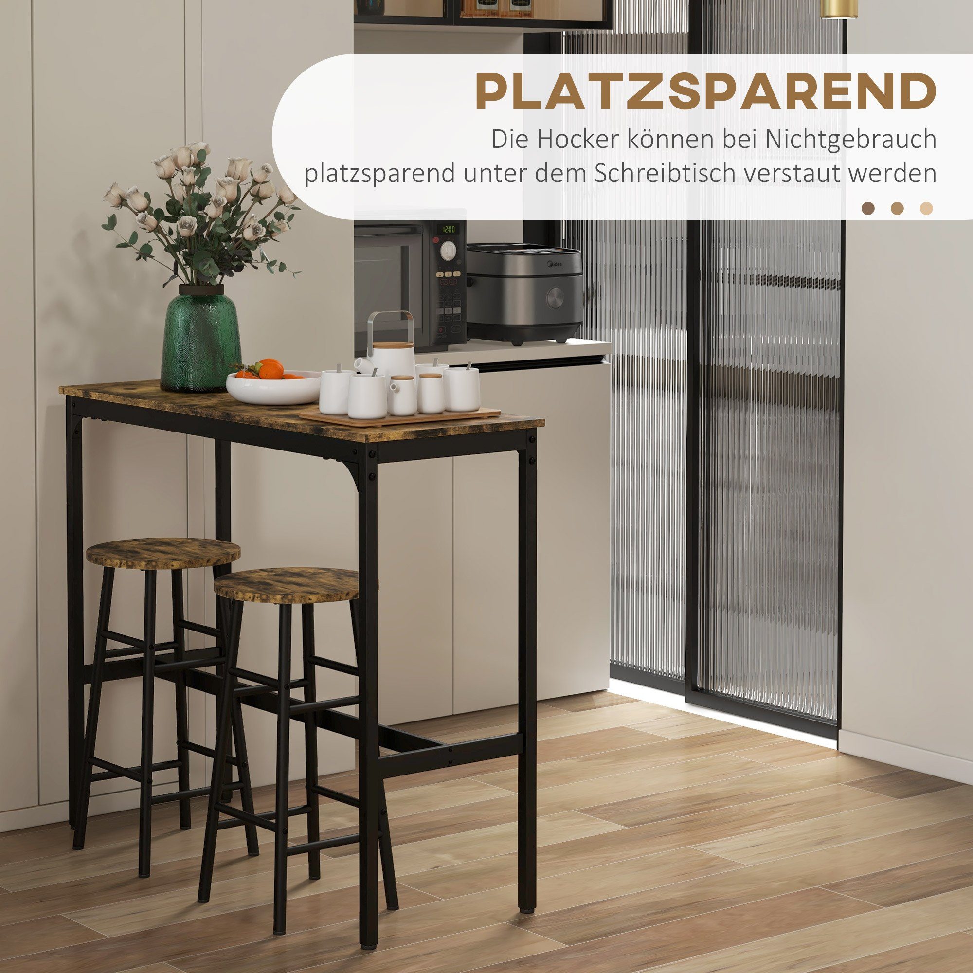 Produktbild von HOMCOM Bartisch-Set Küchentisch Bartisch Mit Barhocker Set Essgruppe