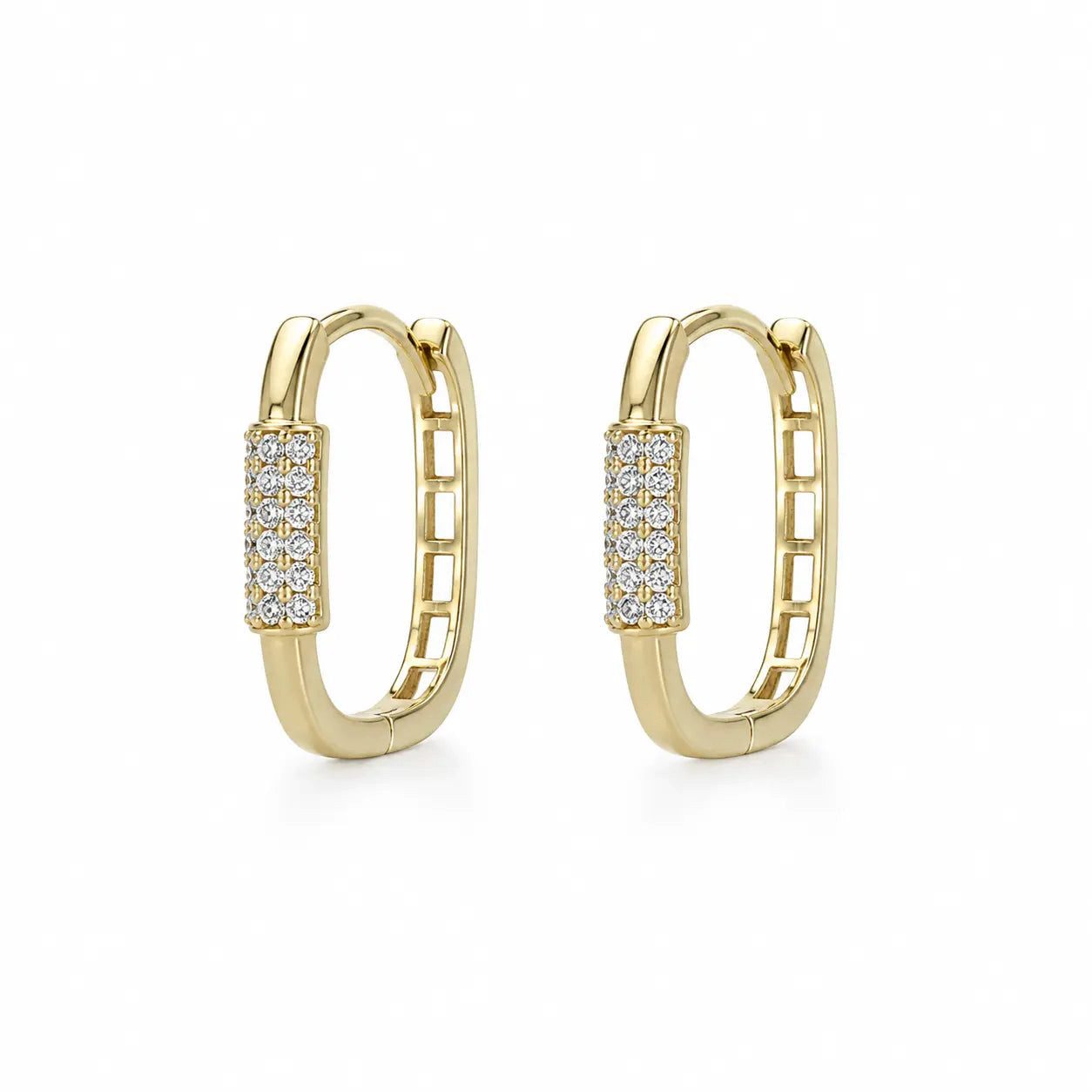 Suzan Gold Creolen-Set 585 Gold XO Hoop Creolen Zirkonia Cut-out