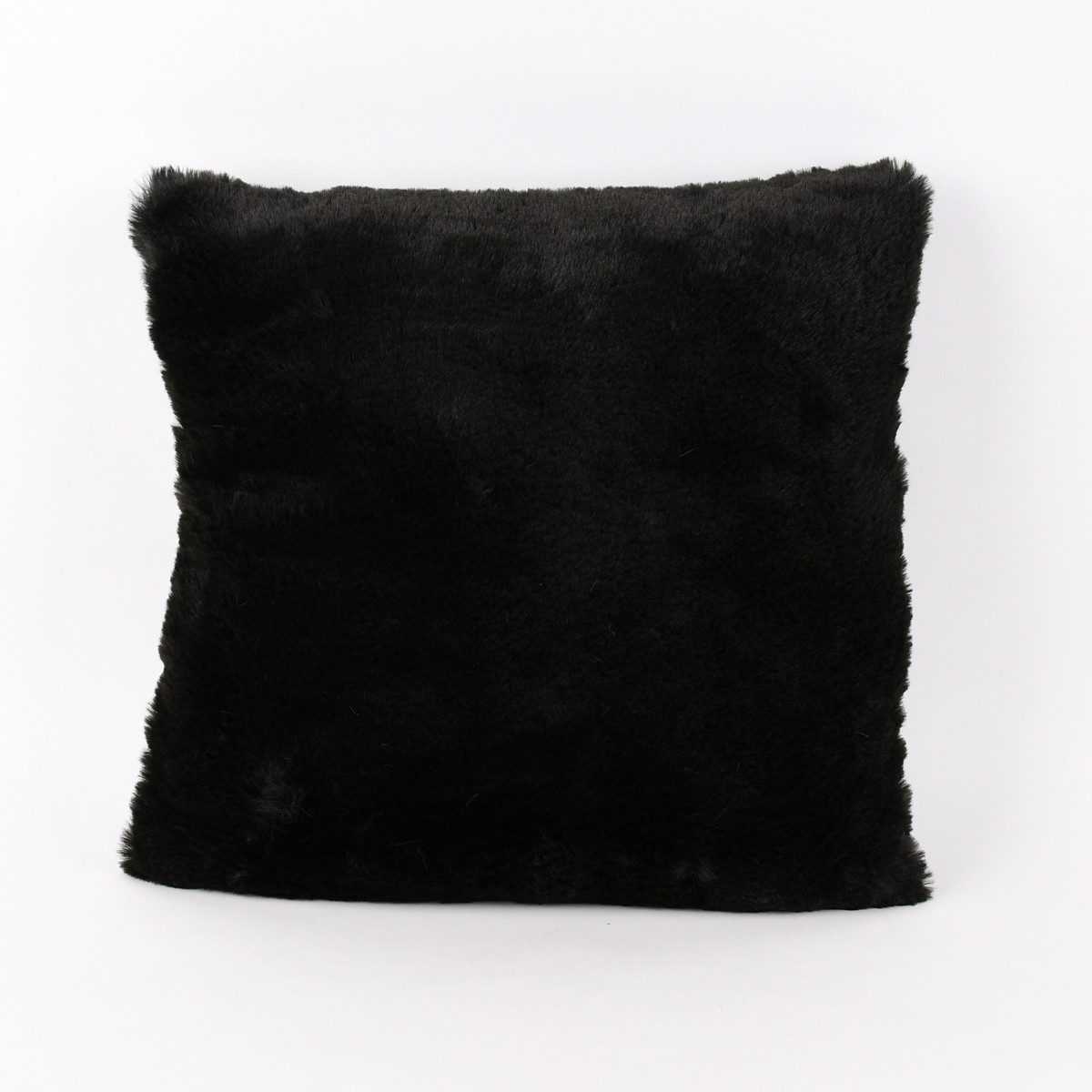 SCHÖNER LEBEN. Fellkissen Deko Kuschelkissen Plüsch einfarbig schwarz 45x45cm