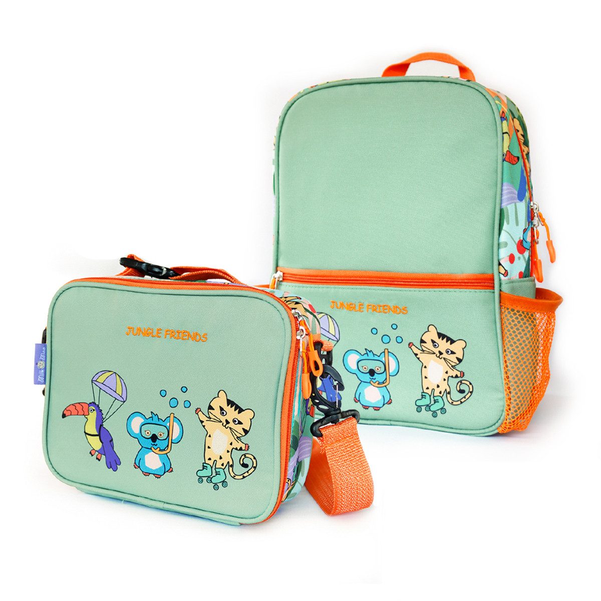 Kindergartentasche Milk&Moo Jungle Collection Rucksack & Lunchbox Set, 8L + 4L