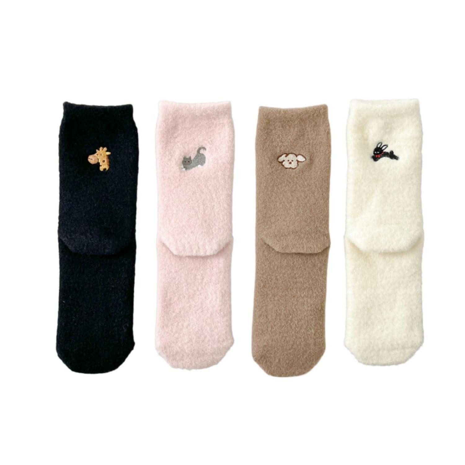 LuxusKollektion Kuschelsocken Socken Damen 4 Paar Kuschel Socken Winter 34-40
