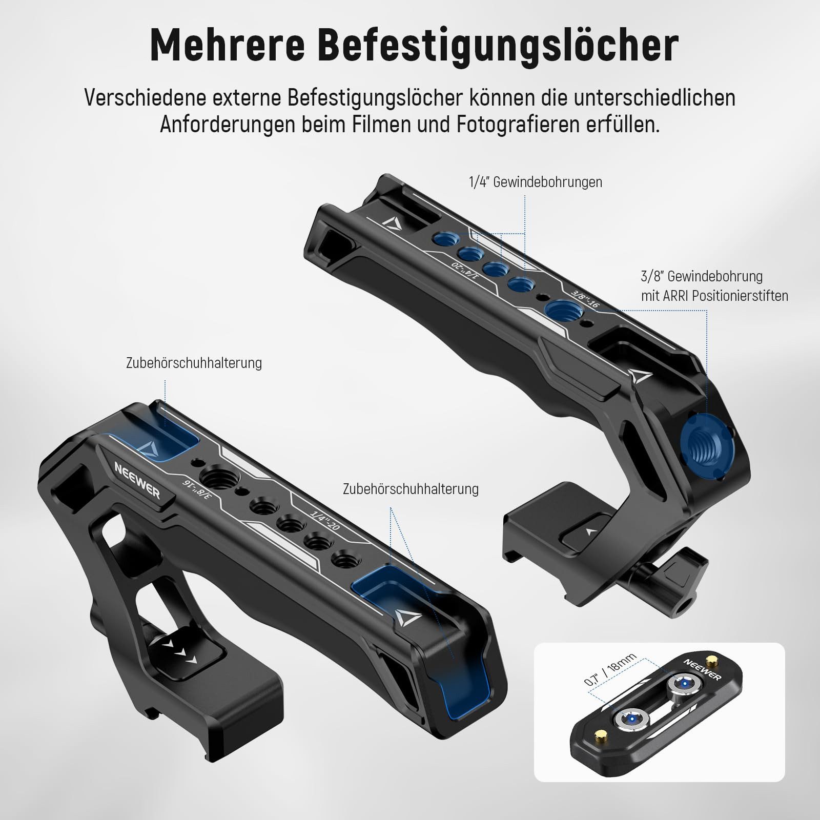 Neewer Kamerazubehör-Set CA008 Top Handle obere Griff und NATO Schiene Kit, (Packung)