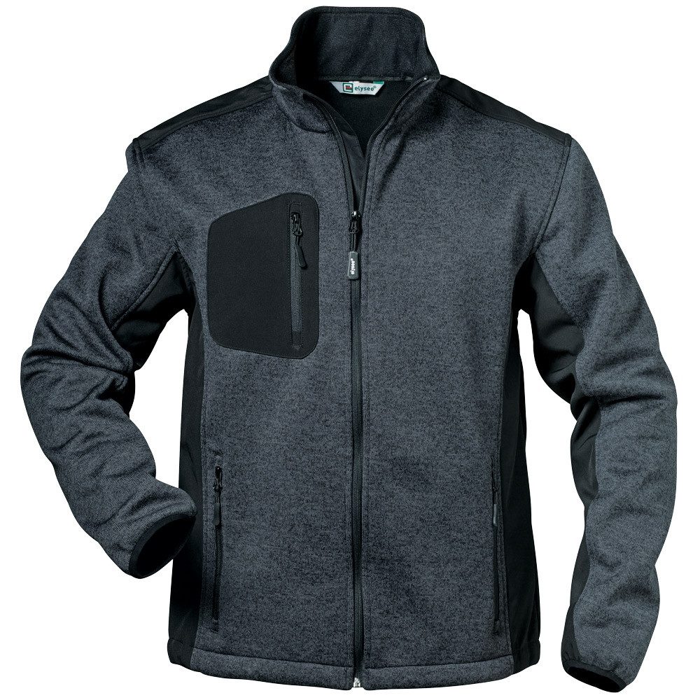 Elysee Schutzjacke INNSBRUCK Strickfleece-Jacke ELYSEE® Dunkelgrau Melange/Schwarz 23370