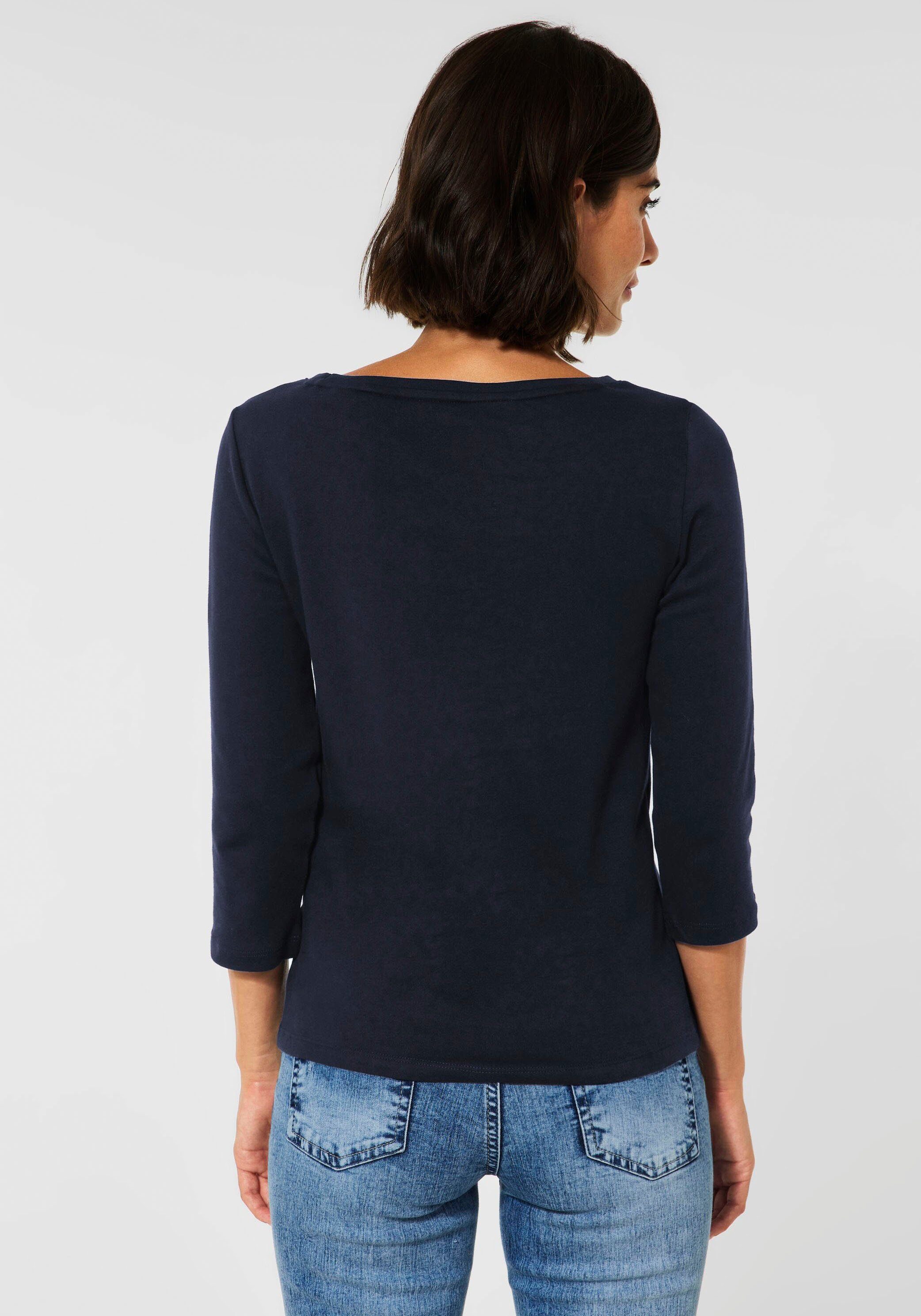 Cecil 3/4-Arm-Shirt mit U-Boot-Ausschnitt deep blue klassischem