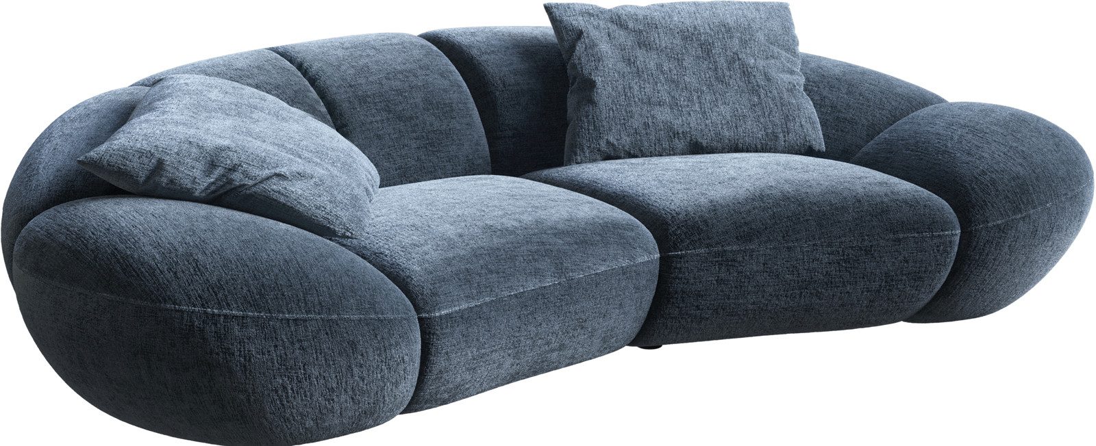 DELIFE Big-Sofa Lunna, Chenille Blau 280x170 cm 2 Kissen